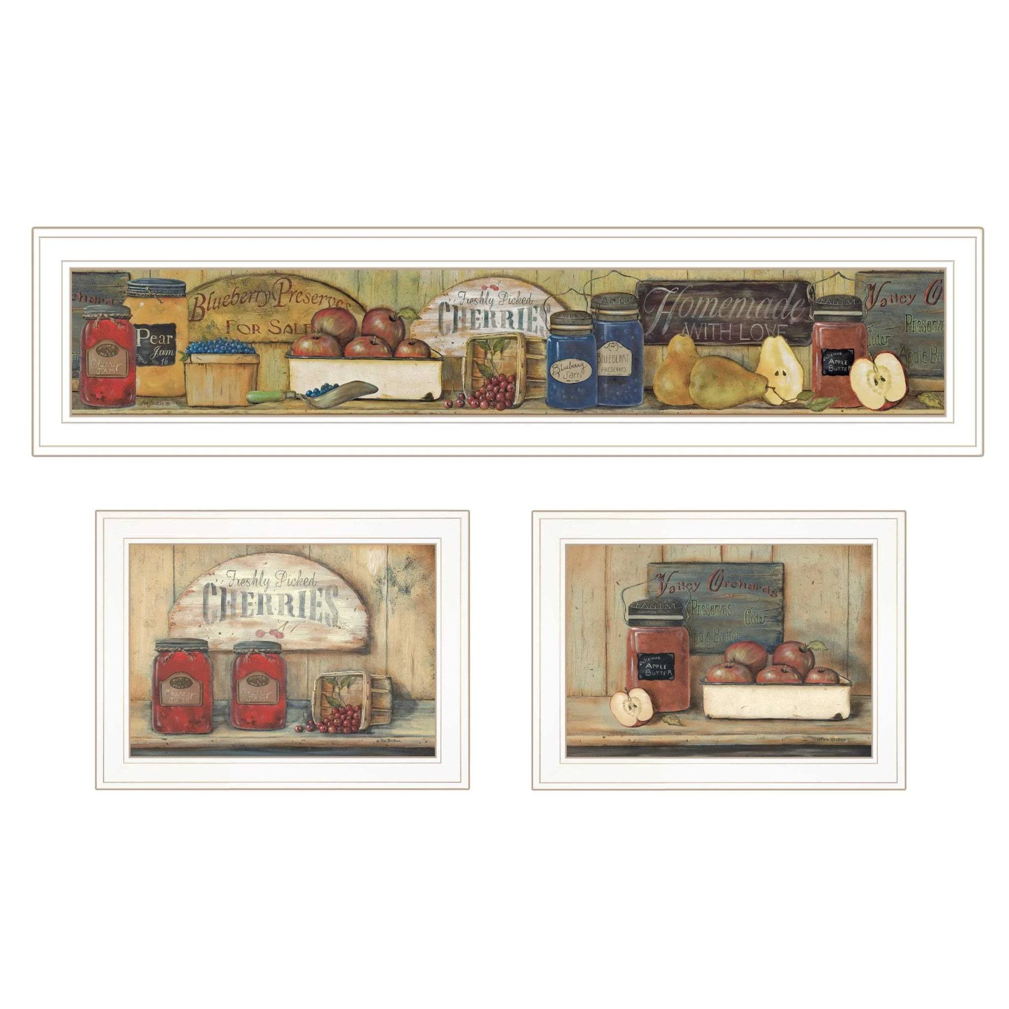 Set Of Three Country Kitchen 1 White Framed Print Kitchen Wall Art - Image 2