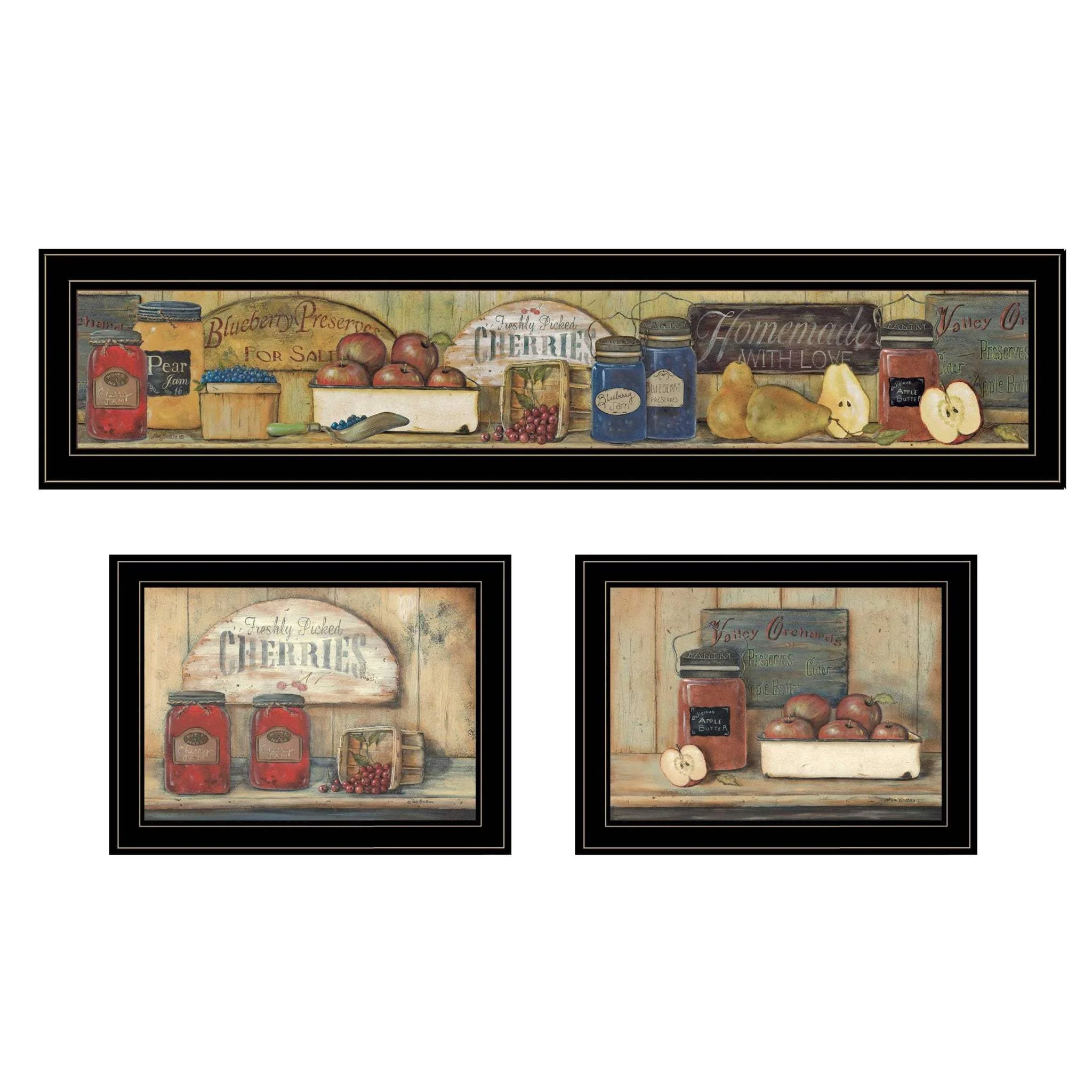 Set Of Three Country Kitchen 2 Black Framed Print Kitchen Wall Art - Image 3