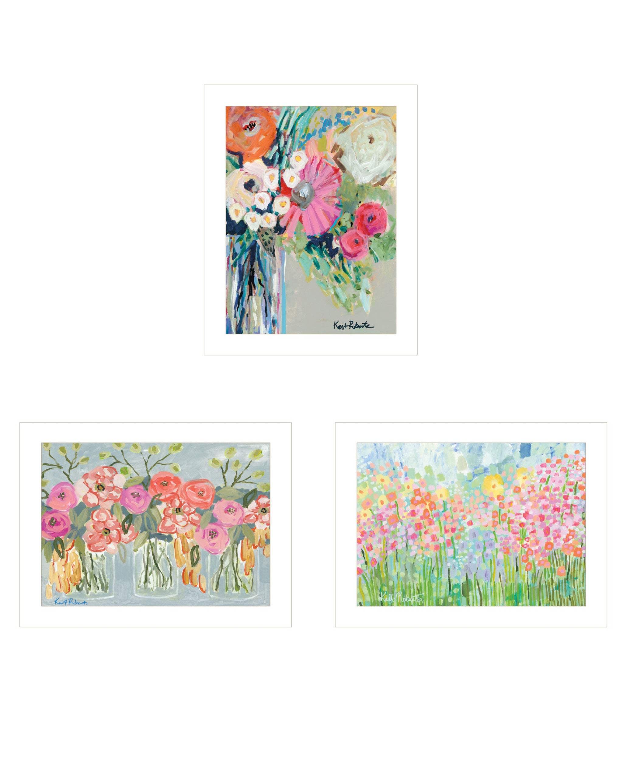 Set Of Three Garden Flowers White Framed Print Wall Art - Image 2
