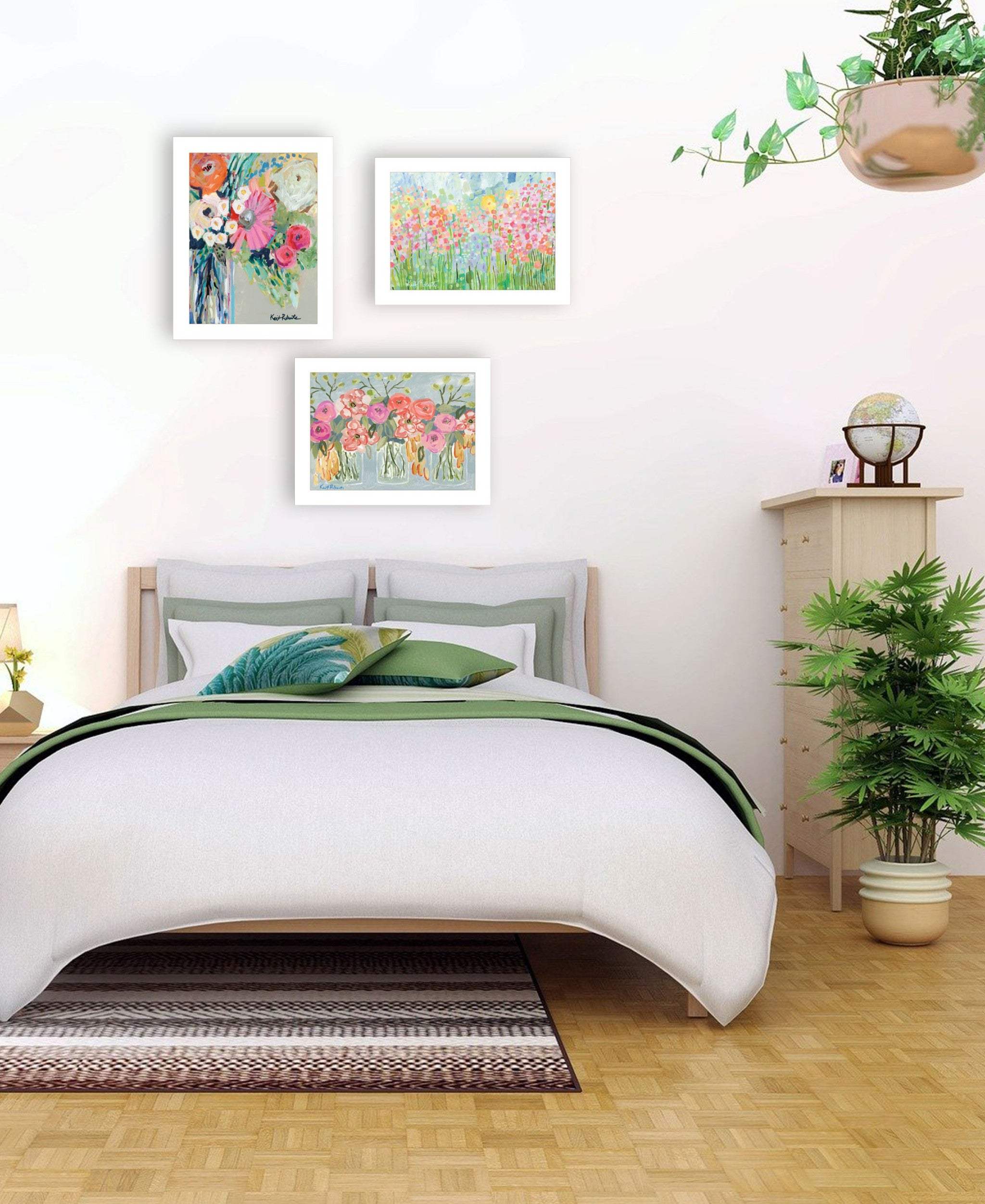 Set Of Three Garden Flowers White Framed Print Wall Art - Image 5