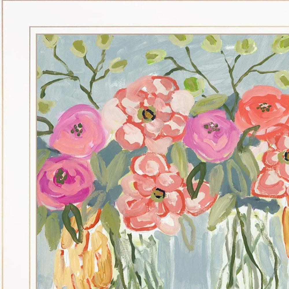 Set Of Three Garden Flowers White Grooved Frame Print Wall Art - Image 4