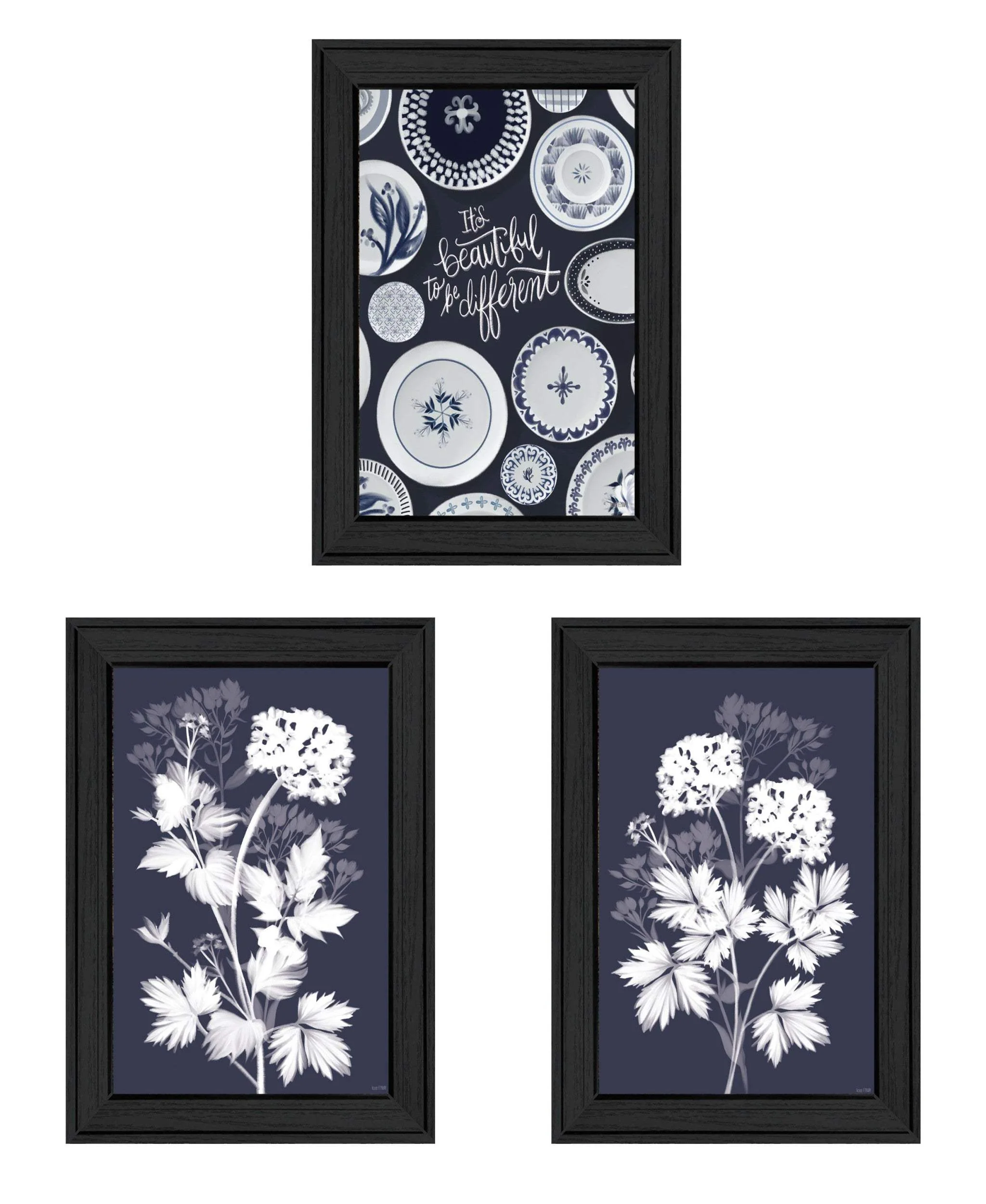 Set Of Three Its Beautiful to Be Different Black Framed Print Wall Art - Image 2