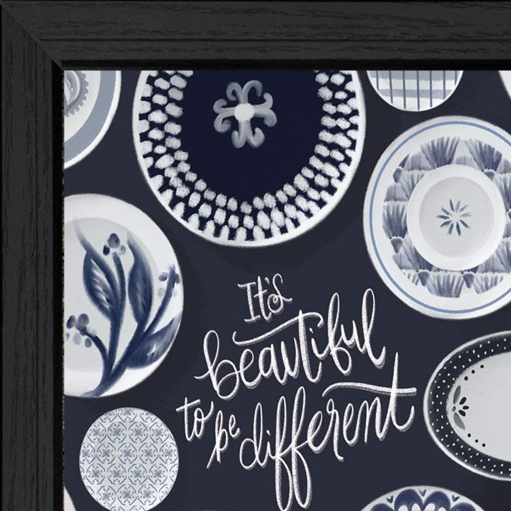 Set Of Three Its Beautiful to Be Different Black Framed Print Wall Art - Image 3
