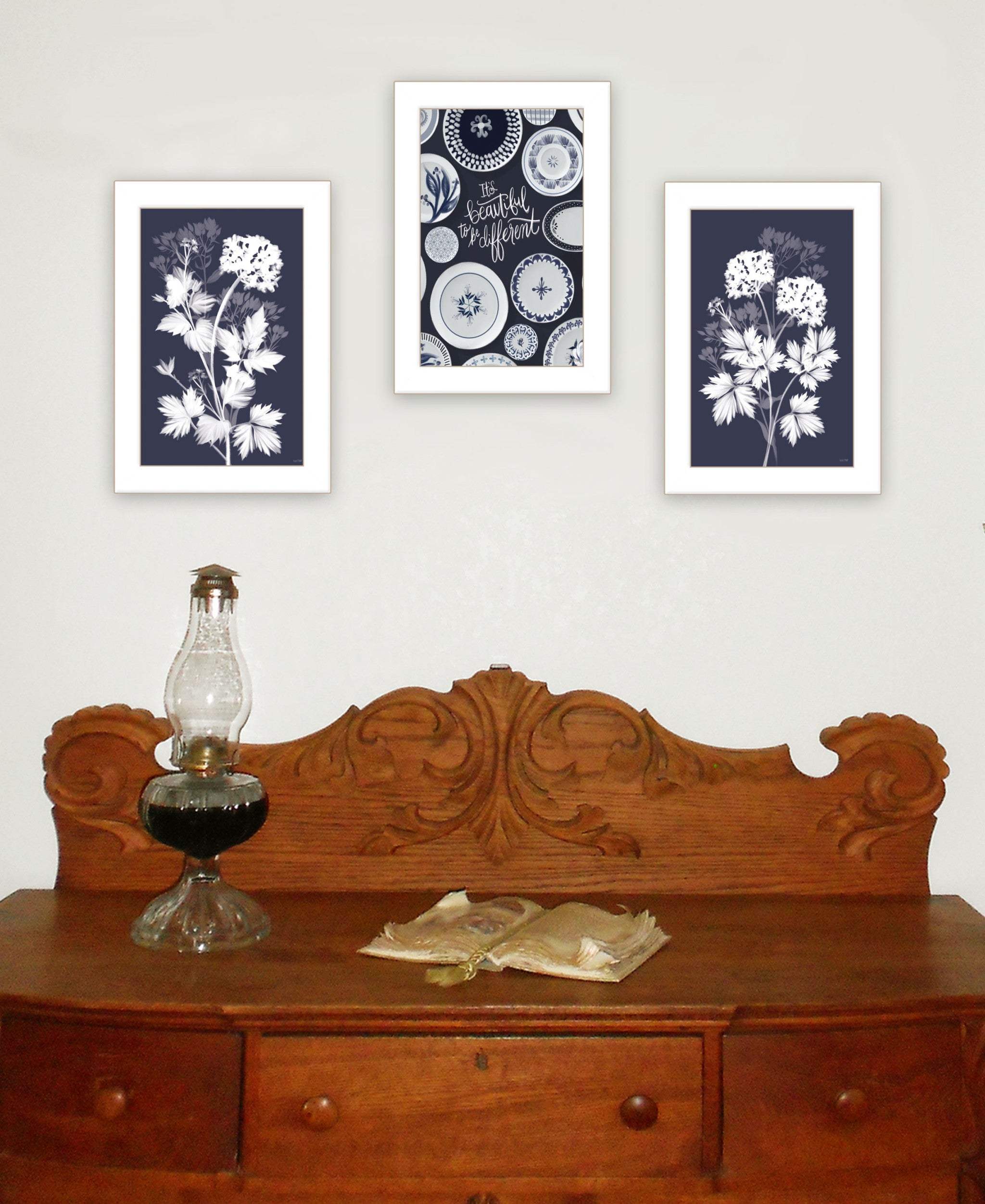 Set Of Three Its Beautiful to Be Different White Framed Print Wall Art - Image 5
