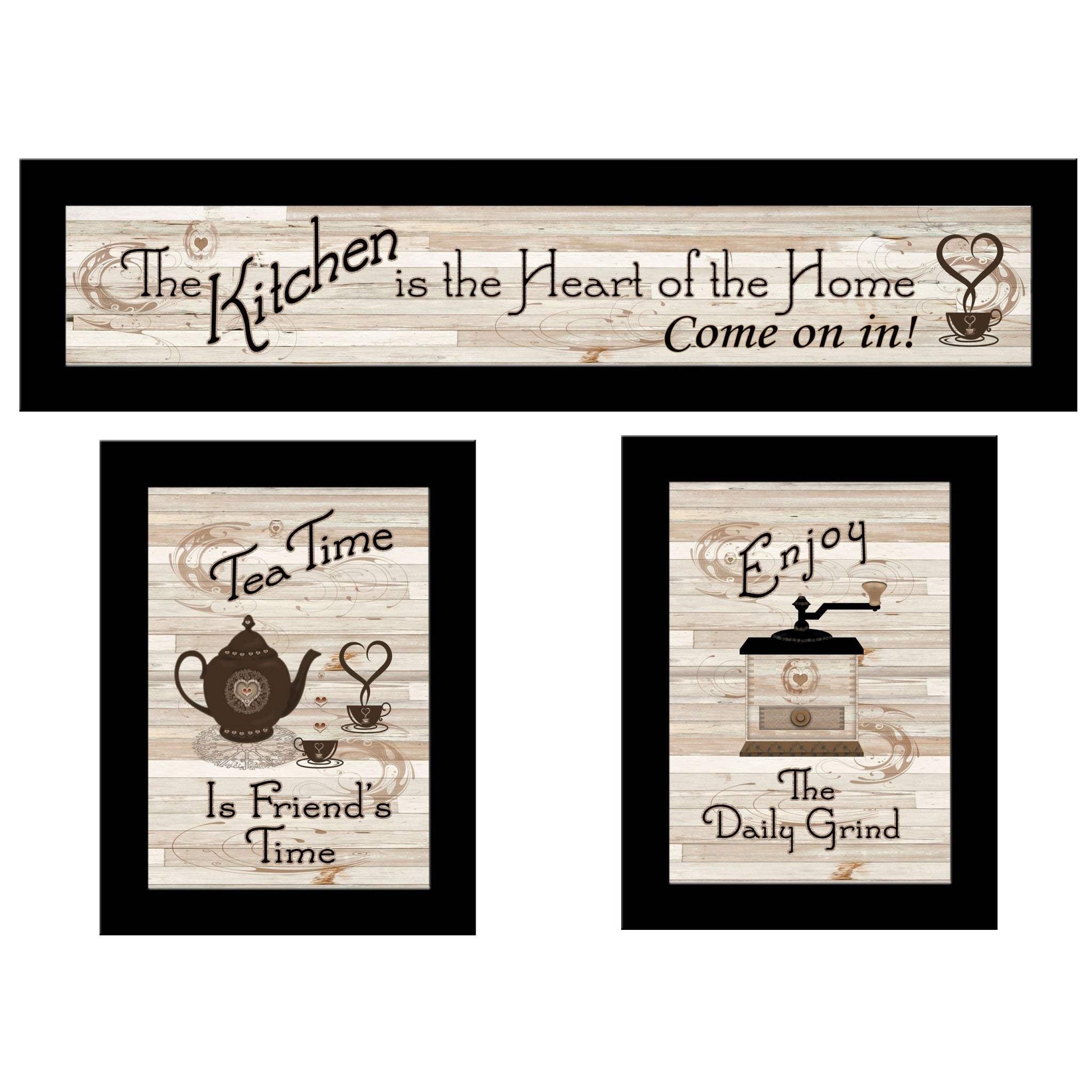 Set Of Three Kitchen Friendship Collection III 3 Black Framed Print Kitchen Wall Art - Image 2