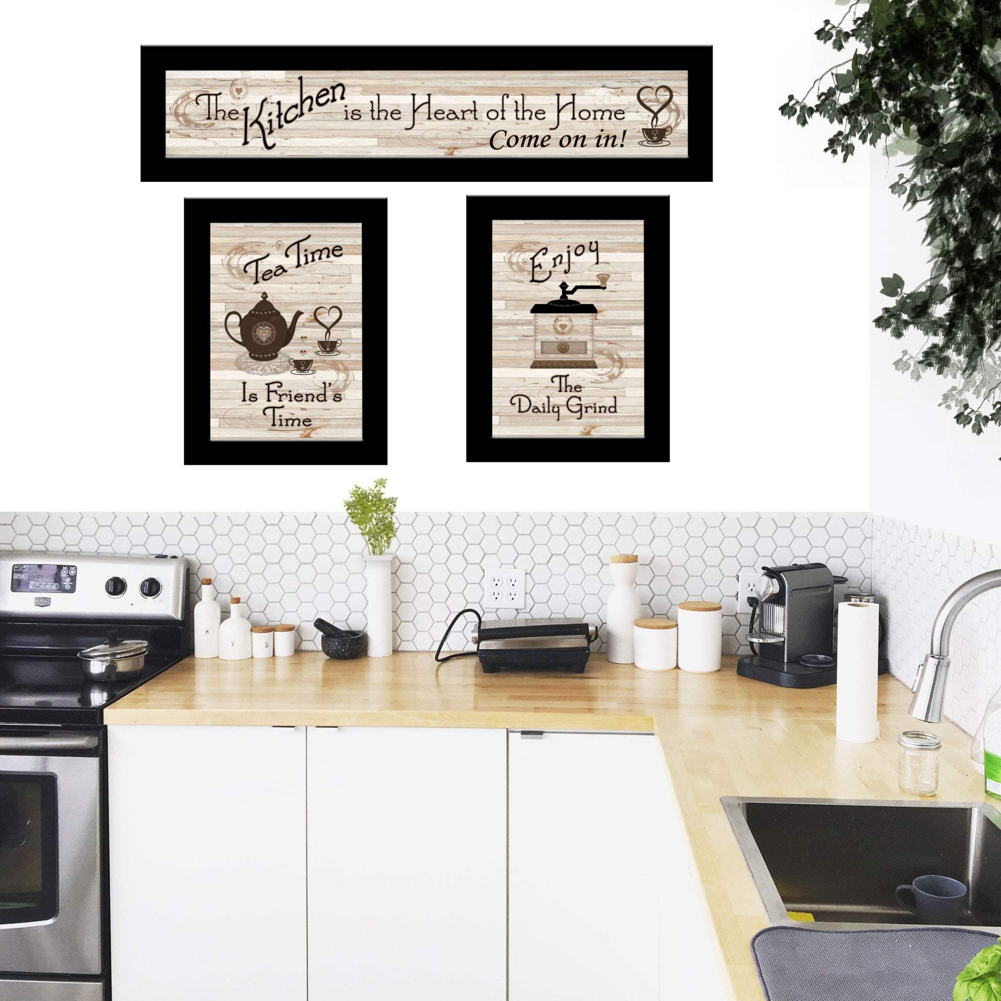 Set Of Three Kitchen Friendship Collection III 3 Black Framed Print Kitchen Wall Art - Image 5