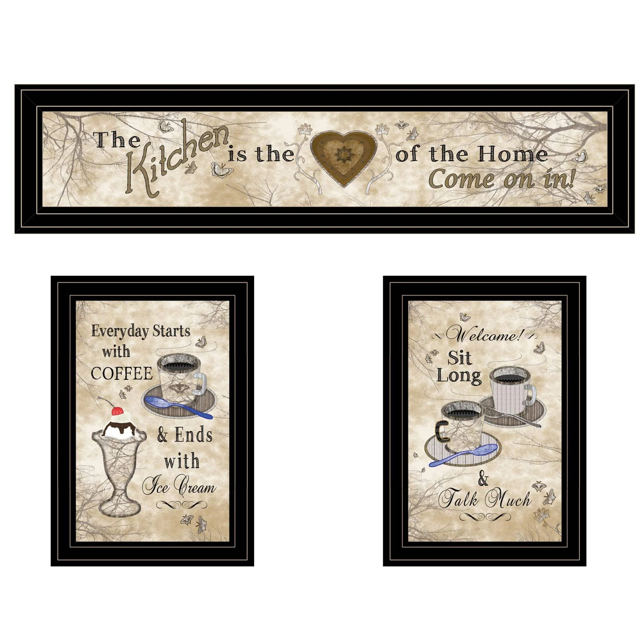 Set Of Three Love of Nature Kitchen Black Framed Print Kitchen Wall Art - Image 2
