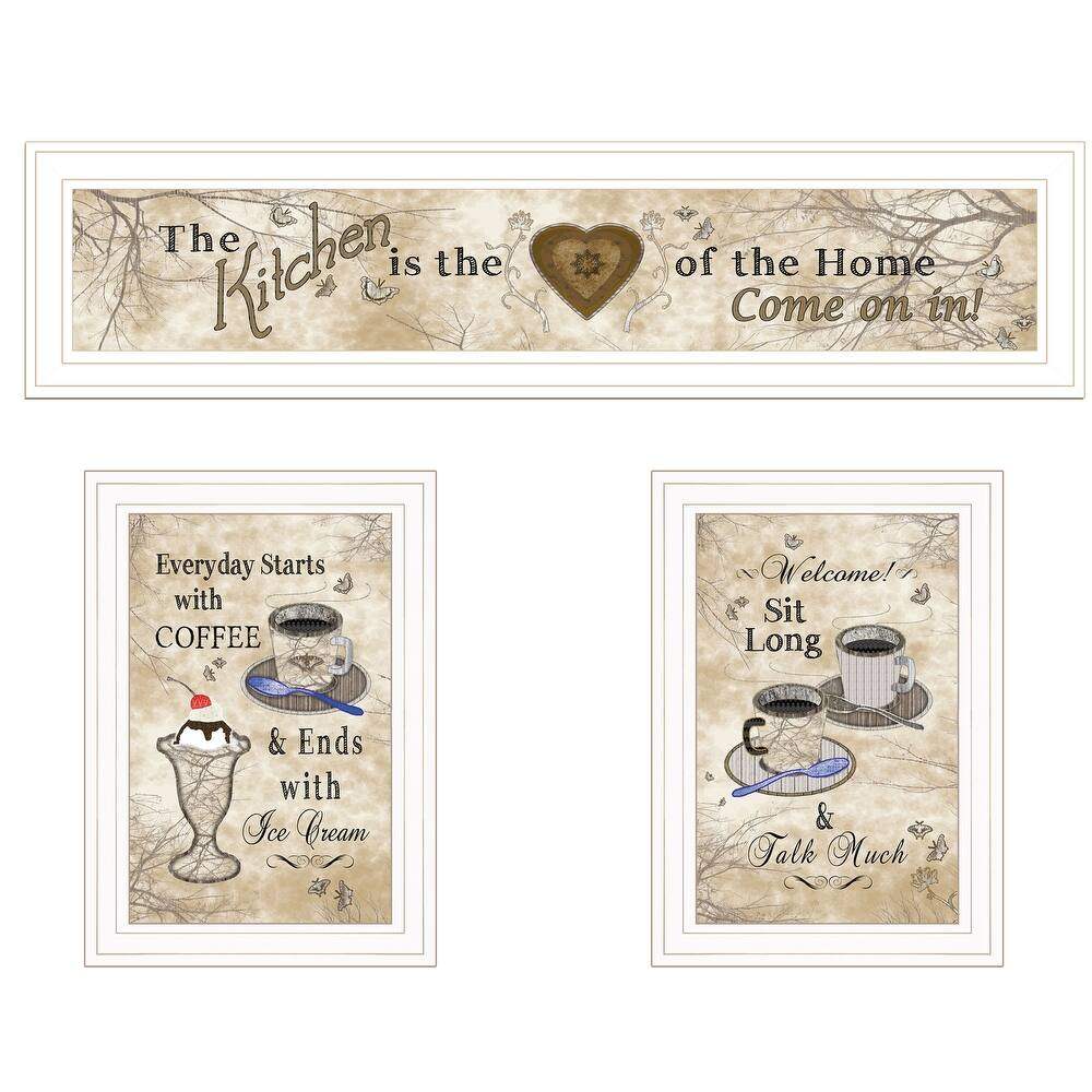 Set Of Three Love of Nature Kitchen White Framed Print Kitchen Wall Art - Image 3