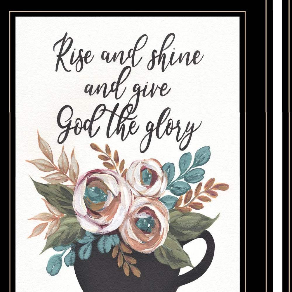 Set Of Three Rise and Shine Kitchen Black Framed Print Kitchen Wall Art - Image 4