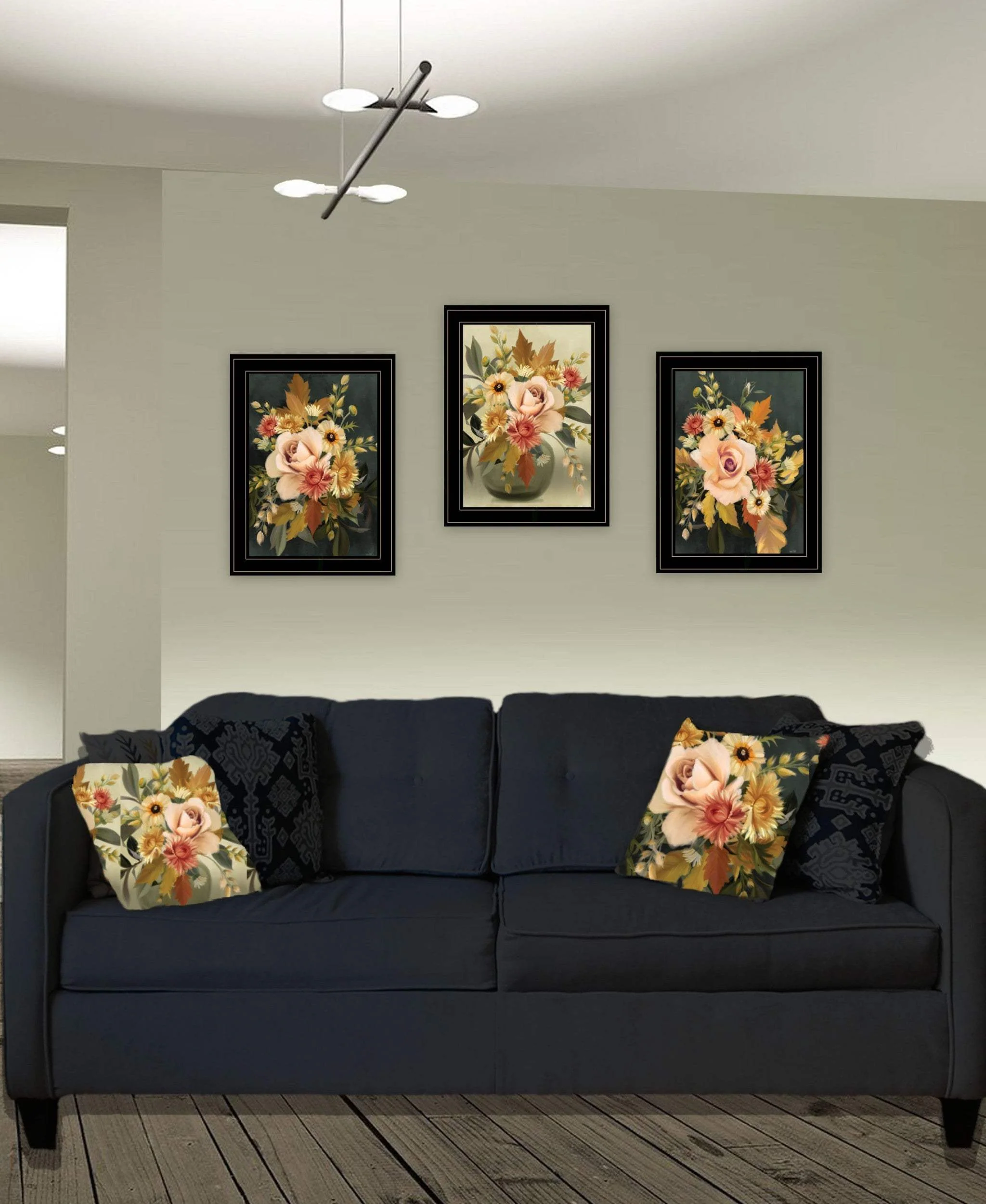 Set Of Three Romantic Autumn Black Framed Print Wall Art - Image 5