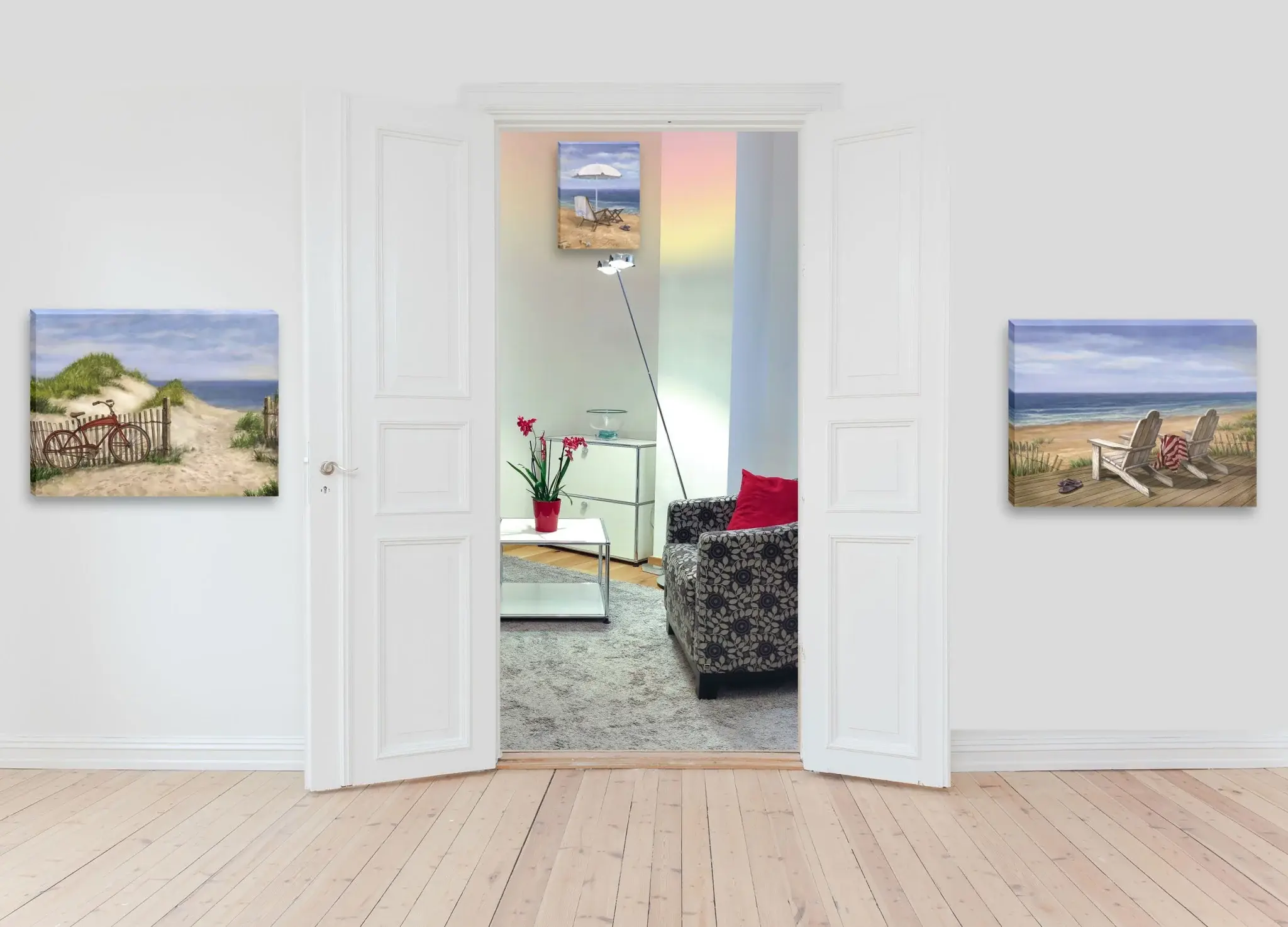 Set Of Three Sand Beach Designs Wrapped Canvas Print Wall Art - Image 5