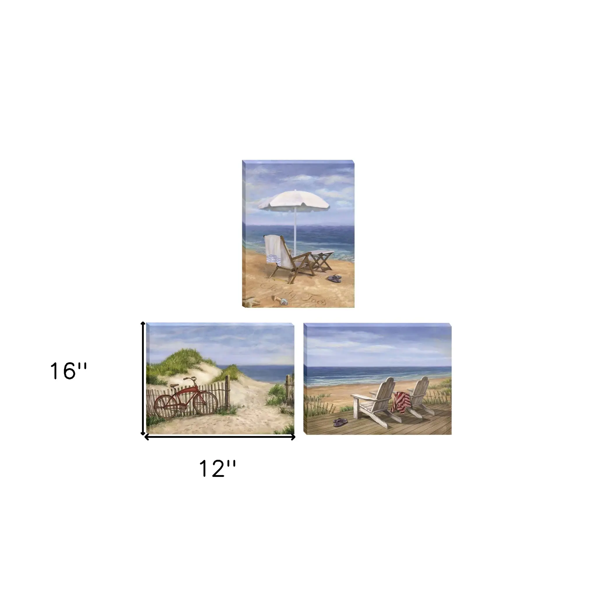 Set Of Three Sand Beach Designs Wrapped Canvas Print Wall Art - Image 6