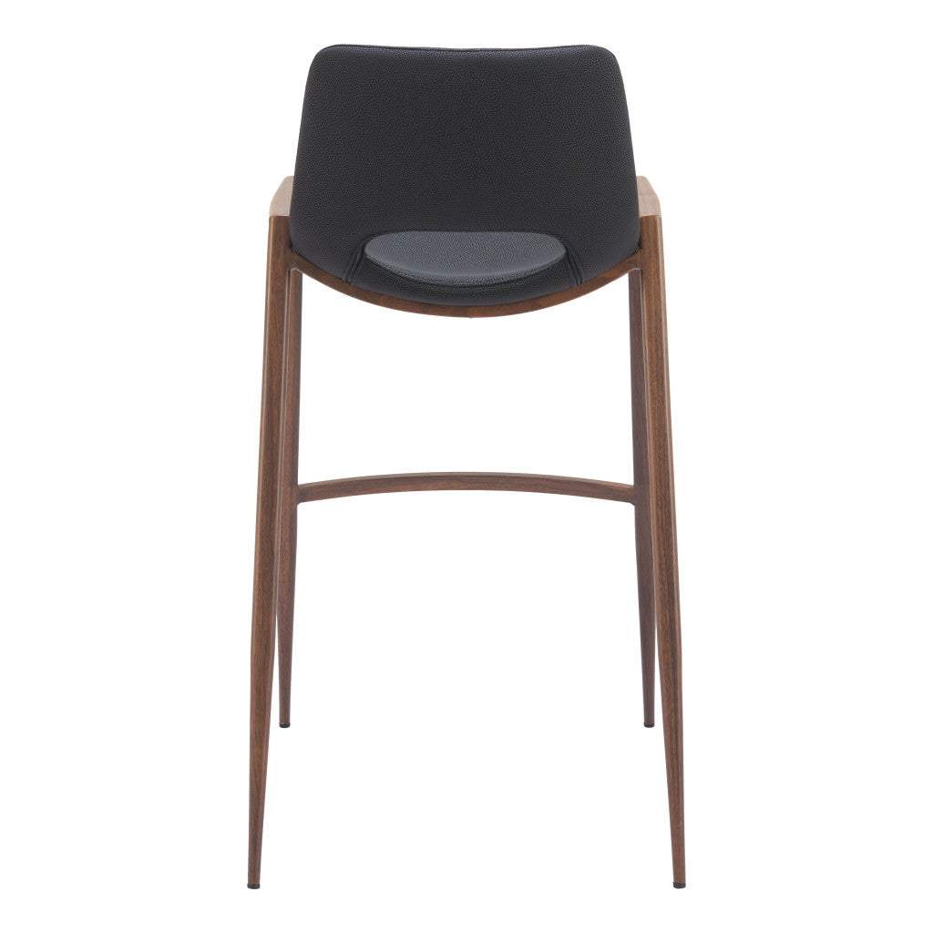 Set of Two 29 " Black And Brown Steel Low Back Bar Height Bar Chairs - Image 7