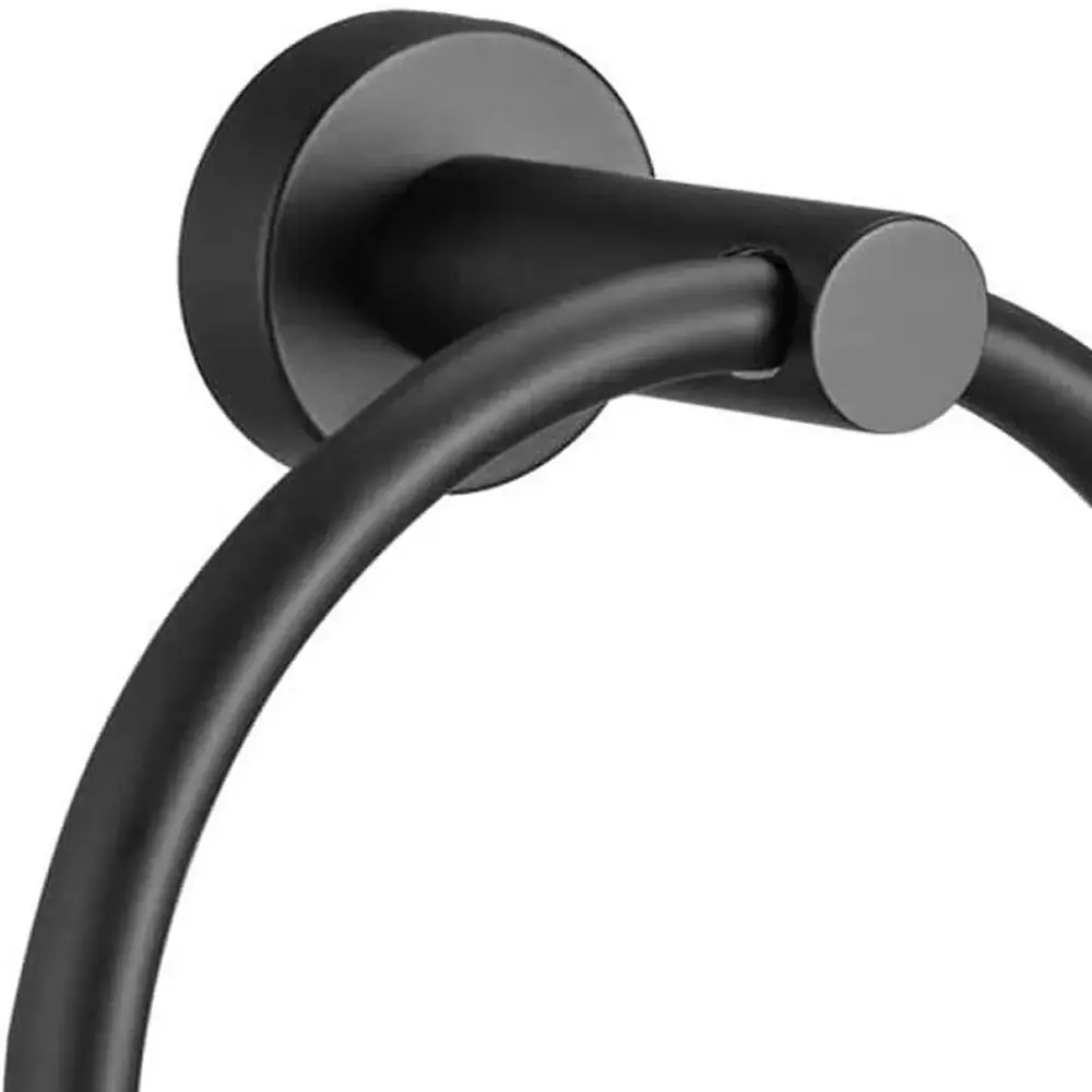 Set of Two Black Stainless Steel Wall Mount Towel Ring and Toilet Paper Holder - Image 6