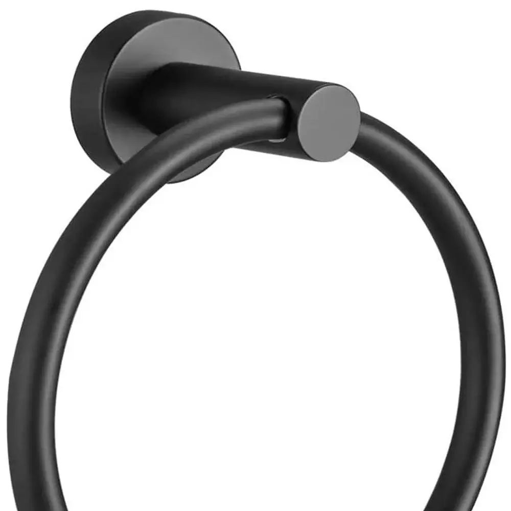 Set of Two Black Stainless Steel Wall Mount Towel Ring and Toilet Paper Holder - Image 7