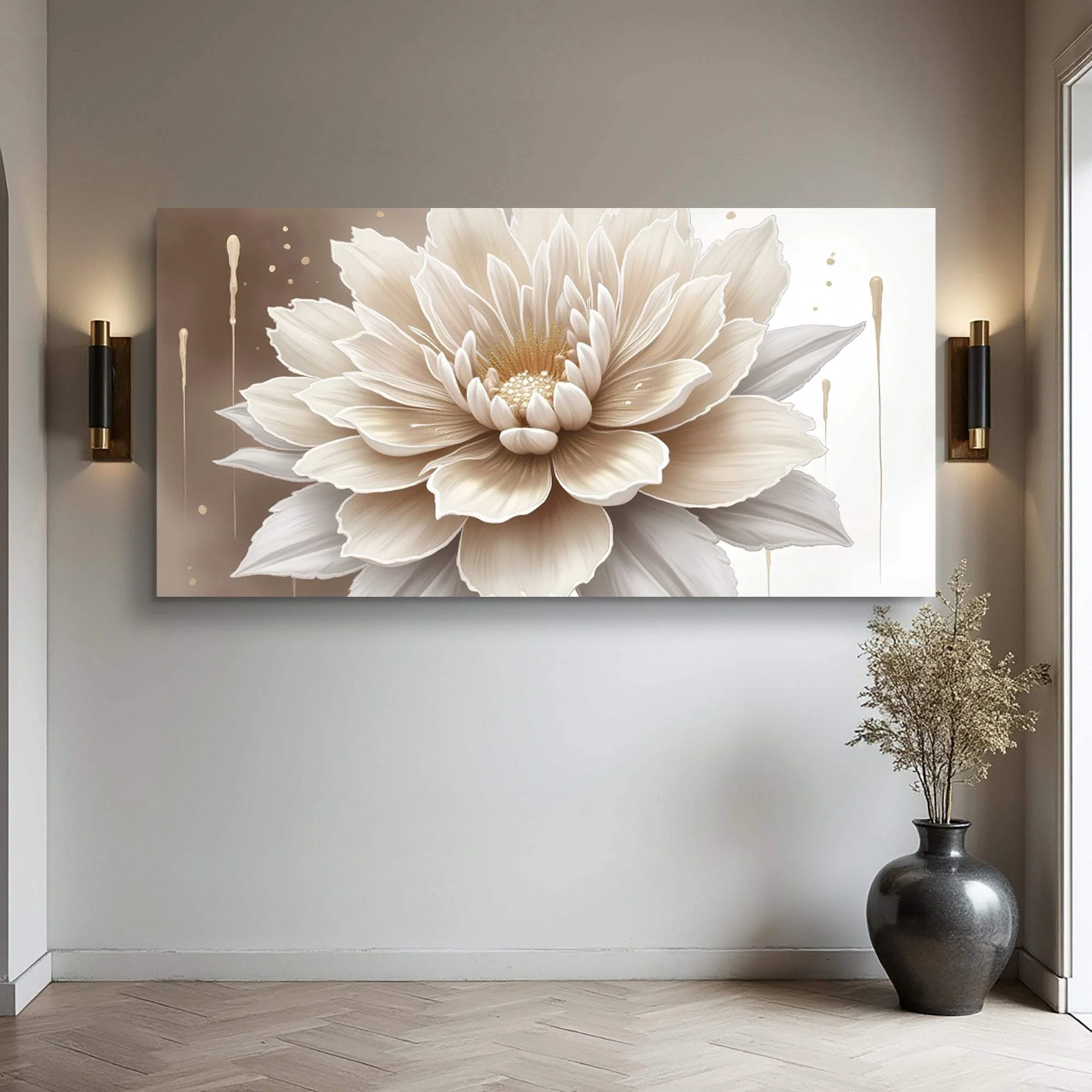 Single Beige Flower Abstract Wall Art - Image 2