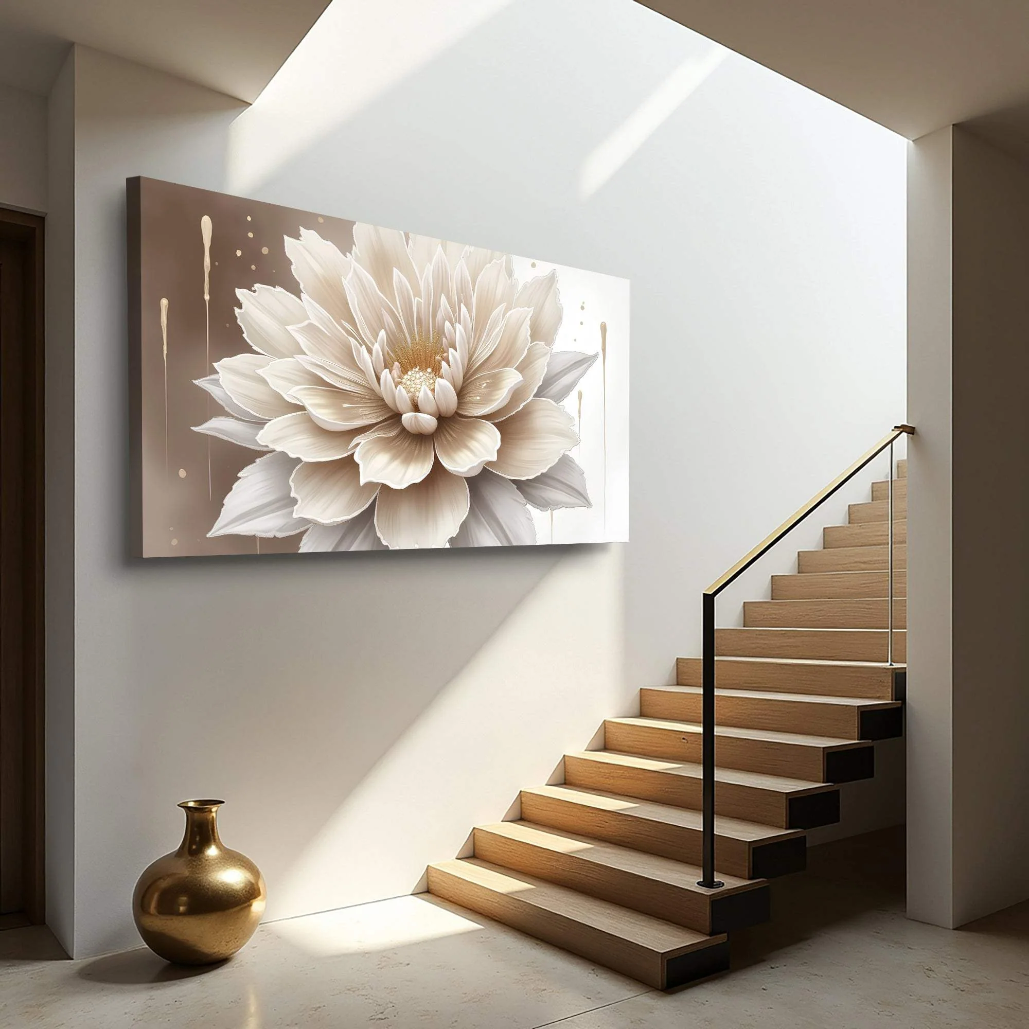 Single Beige Flower Abstract Wall Art - Image 3