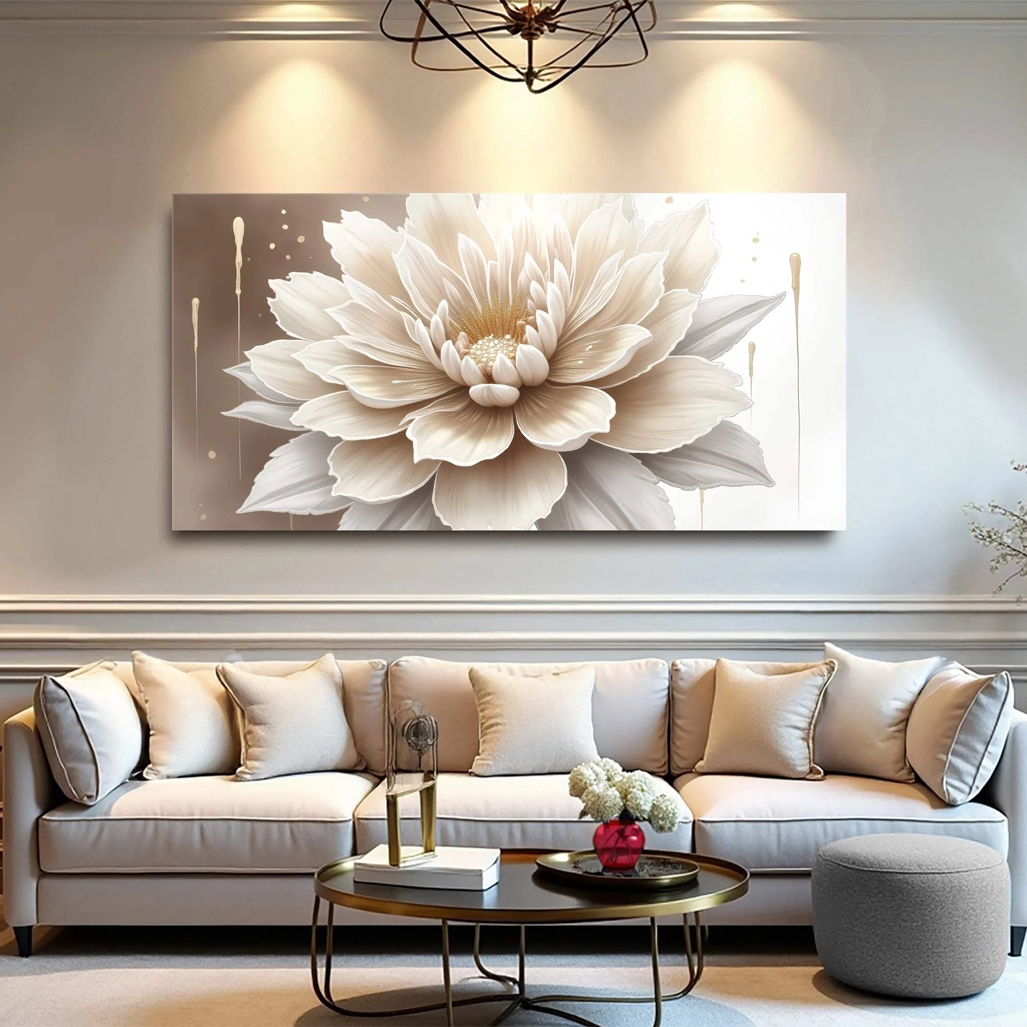 Single Beige Flower Abstract Wall Art - Image 4