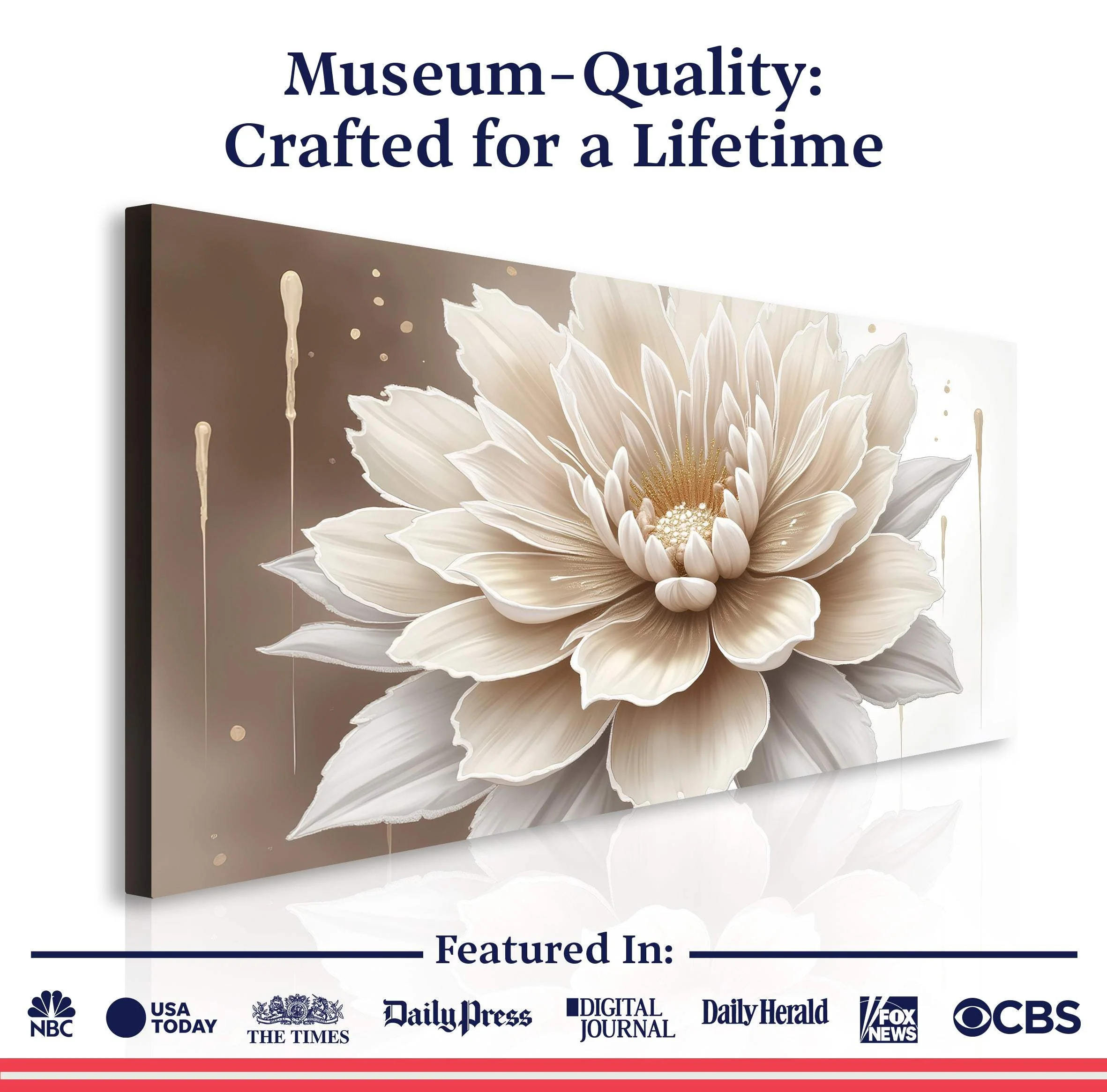 Single Beige Flower Abstract Wall Art - Image 6