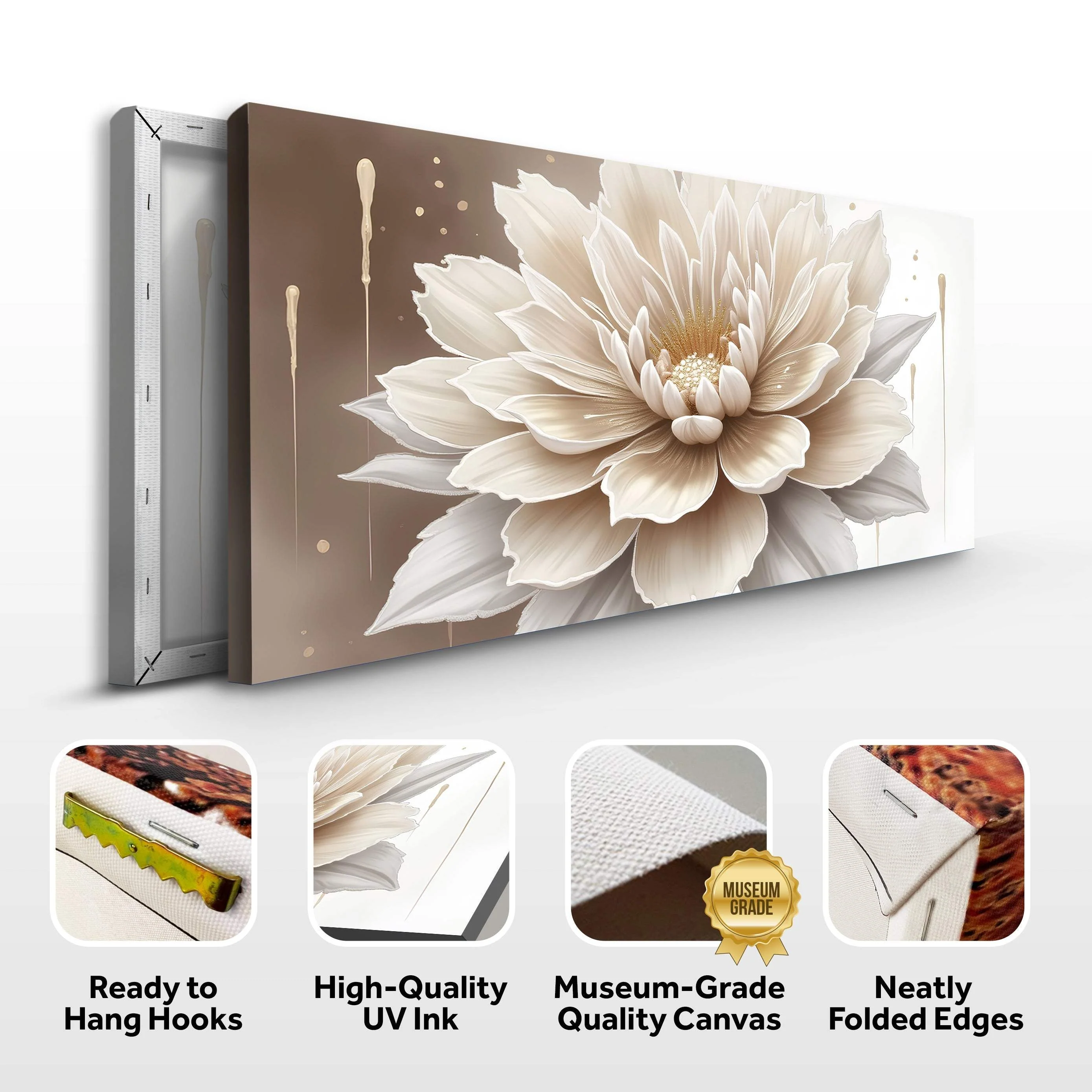 Single Beige Flower Abstract Wall Art - Image 8