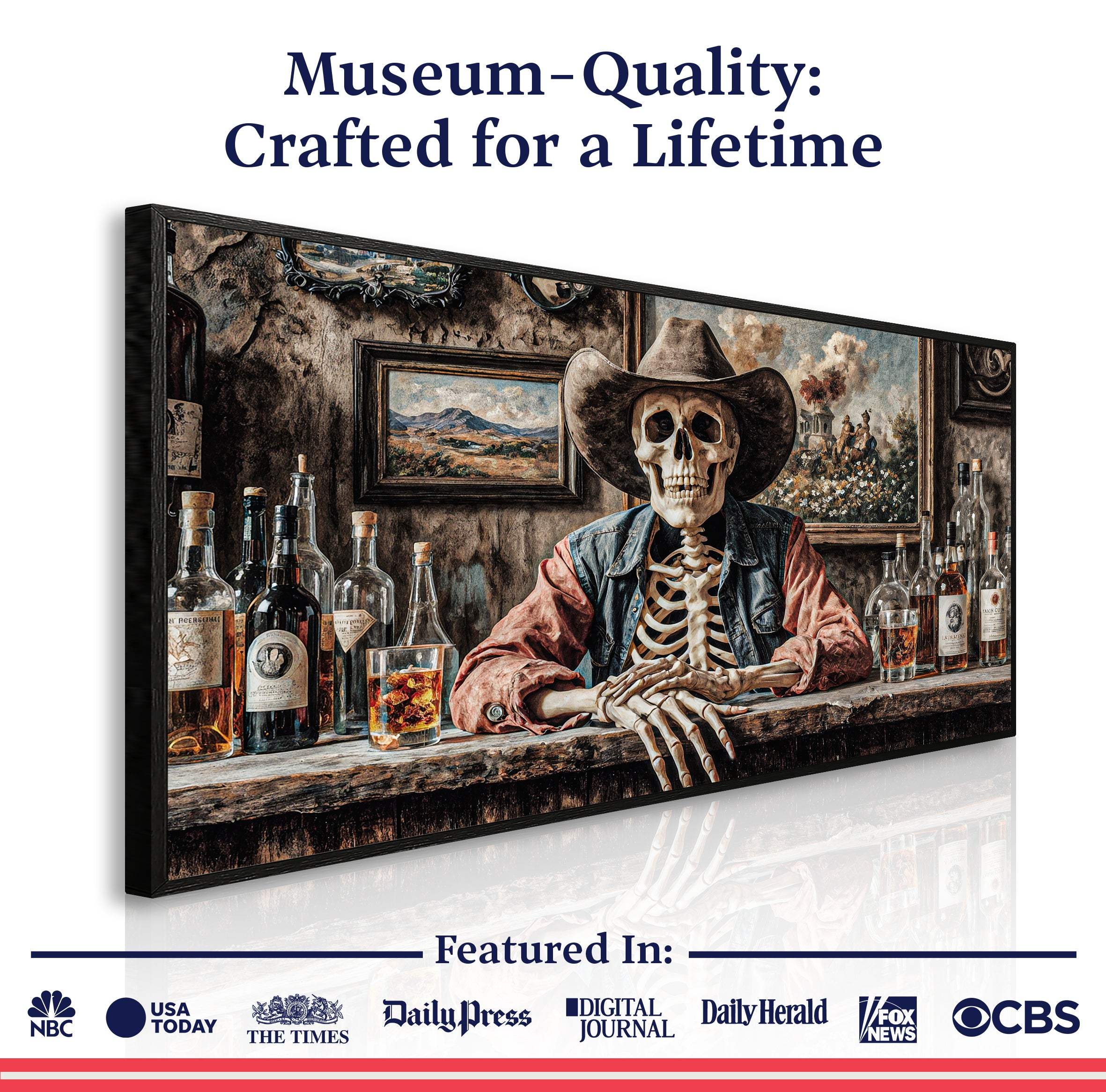 Skeleton Cowboy Barman At Western Saloon Wall Art - Image 6