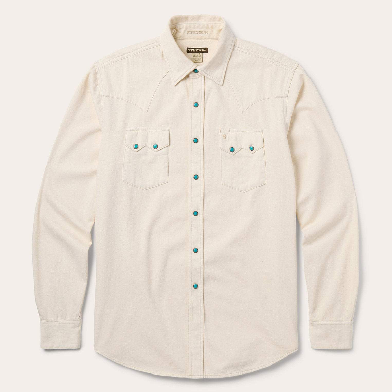 Stetson Turquoise Snap Western Denim Shirt