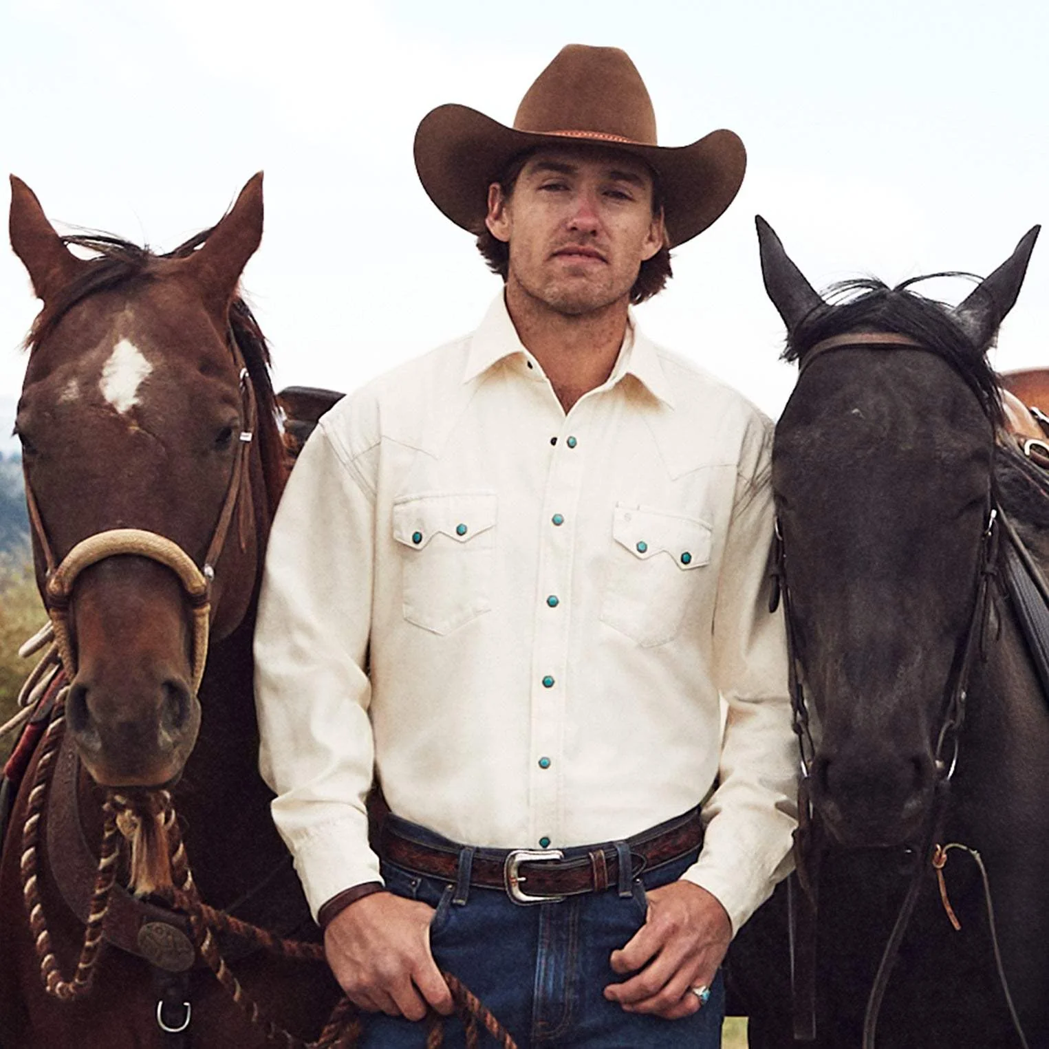 Stetson Turquoise Snap Western Denim Shirt - Image 2