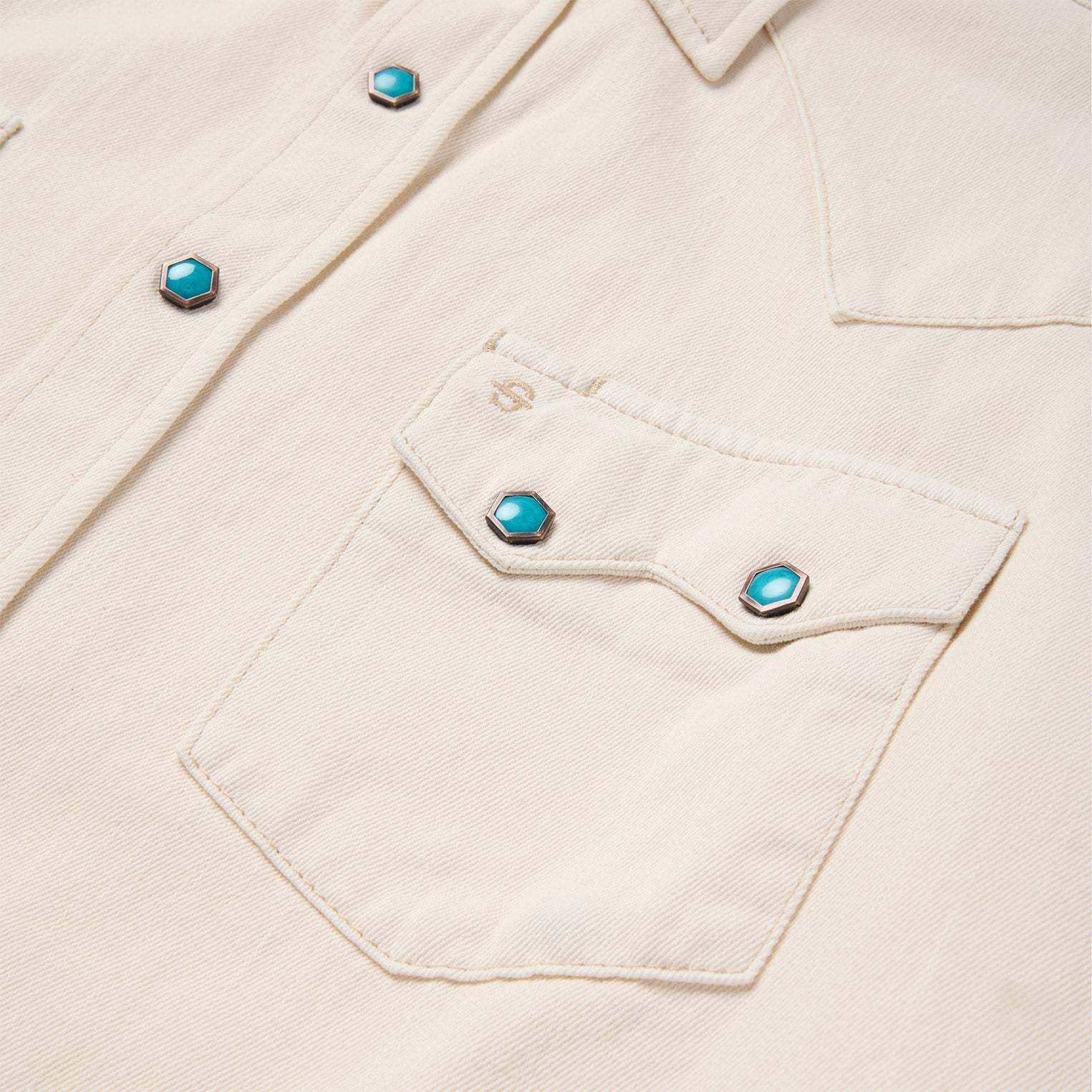 Stetson Turquoise Snap Western Denim Shirt - Image 5