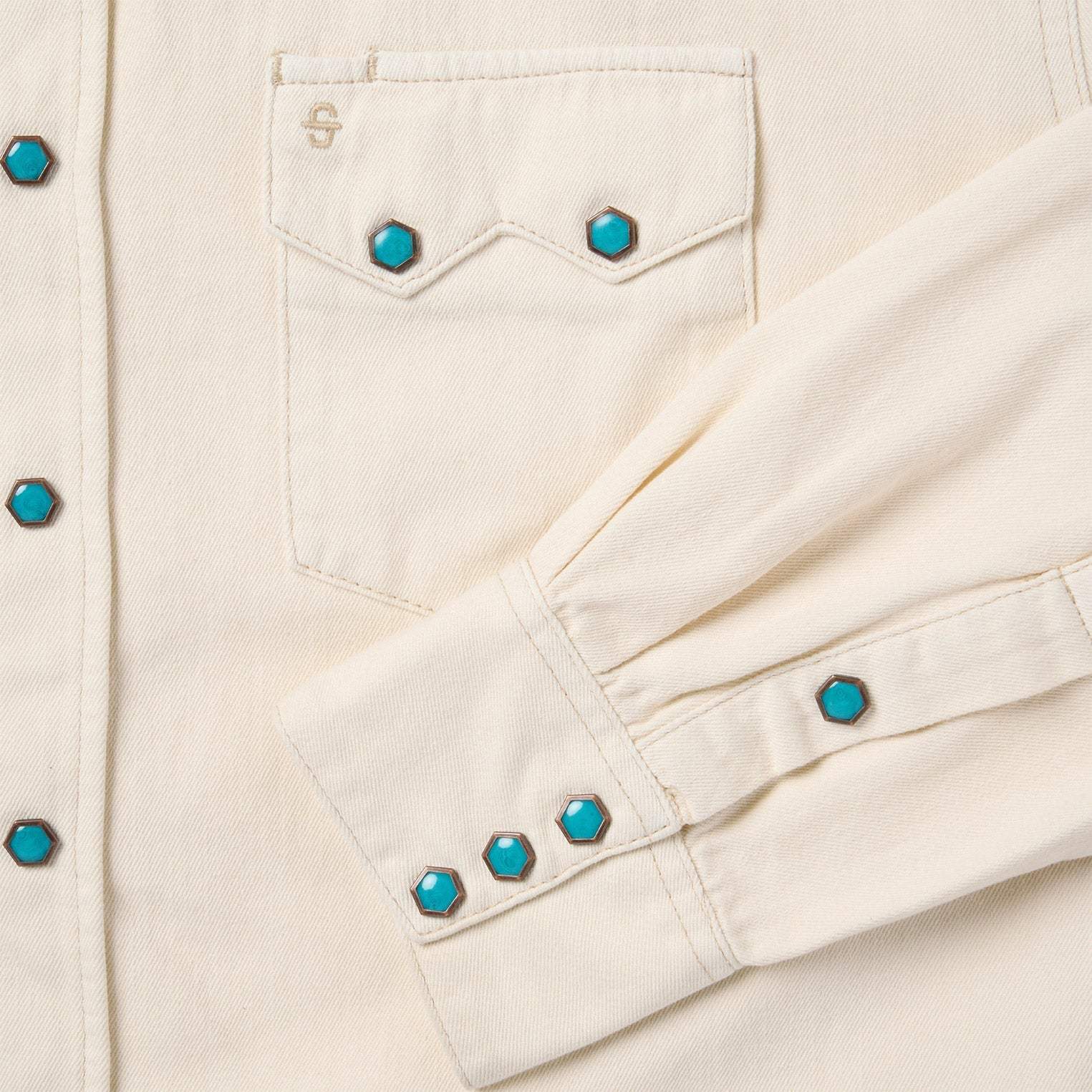 Stetson Turquoise Snap Western Denim Shirt - Image 6