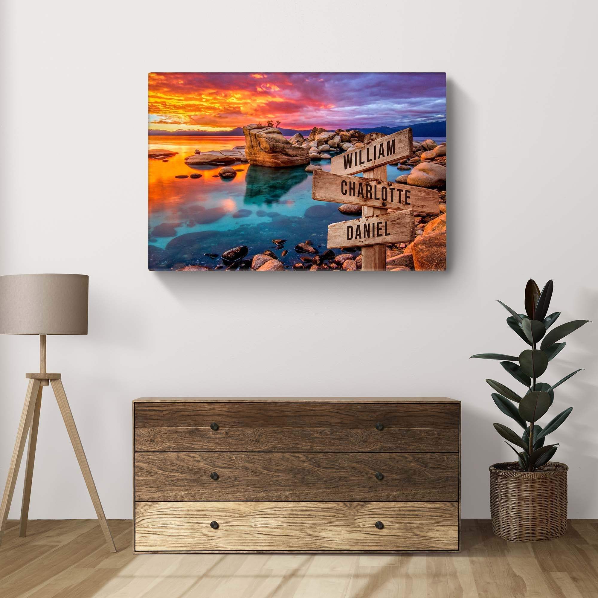 Sunset Beach Skies Family Names Sign - Image 3
