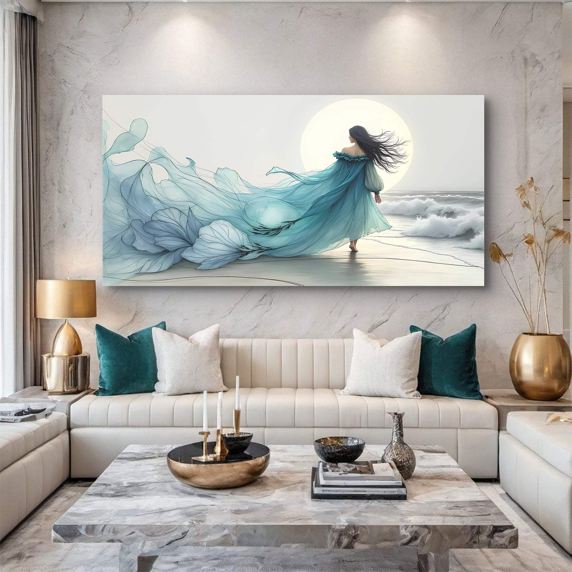 Swirling Winds by the Ocean Abstract Wall Art - Image 2