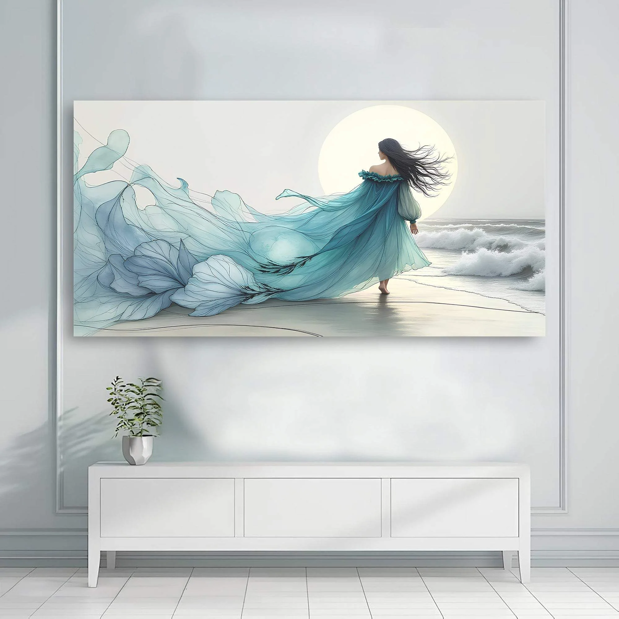 Swirling Winds by the Ocean Abstract Wall Art - Image 3