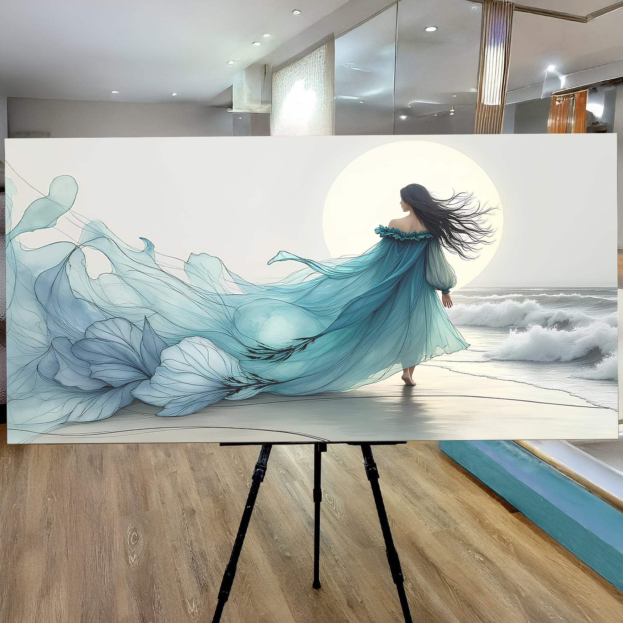 Swirling Winds by the Ocean Abstract Wall Art - Image 5