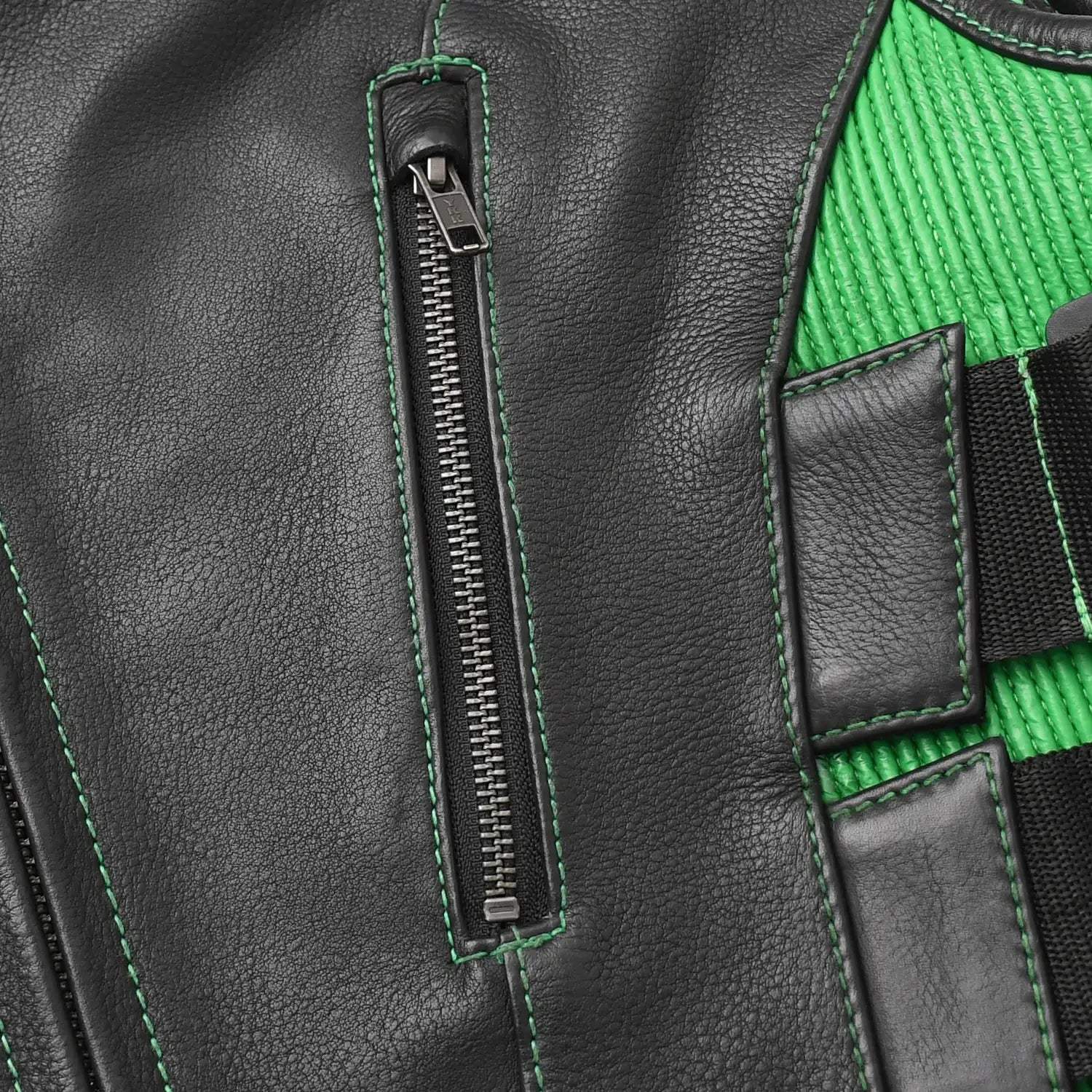Tactical Emerald Men’s Motorcycle Leather Vest - Image 11