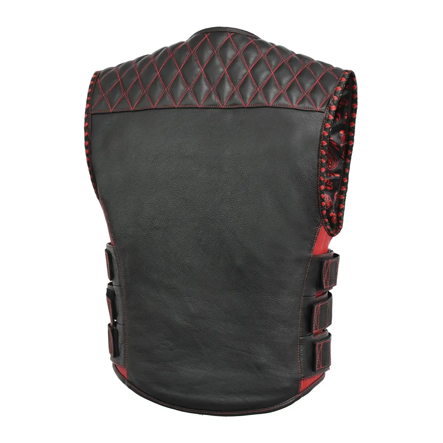 Tactical Emerald Men’s Motorcycle Leather Vest - Image 15