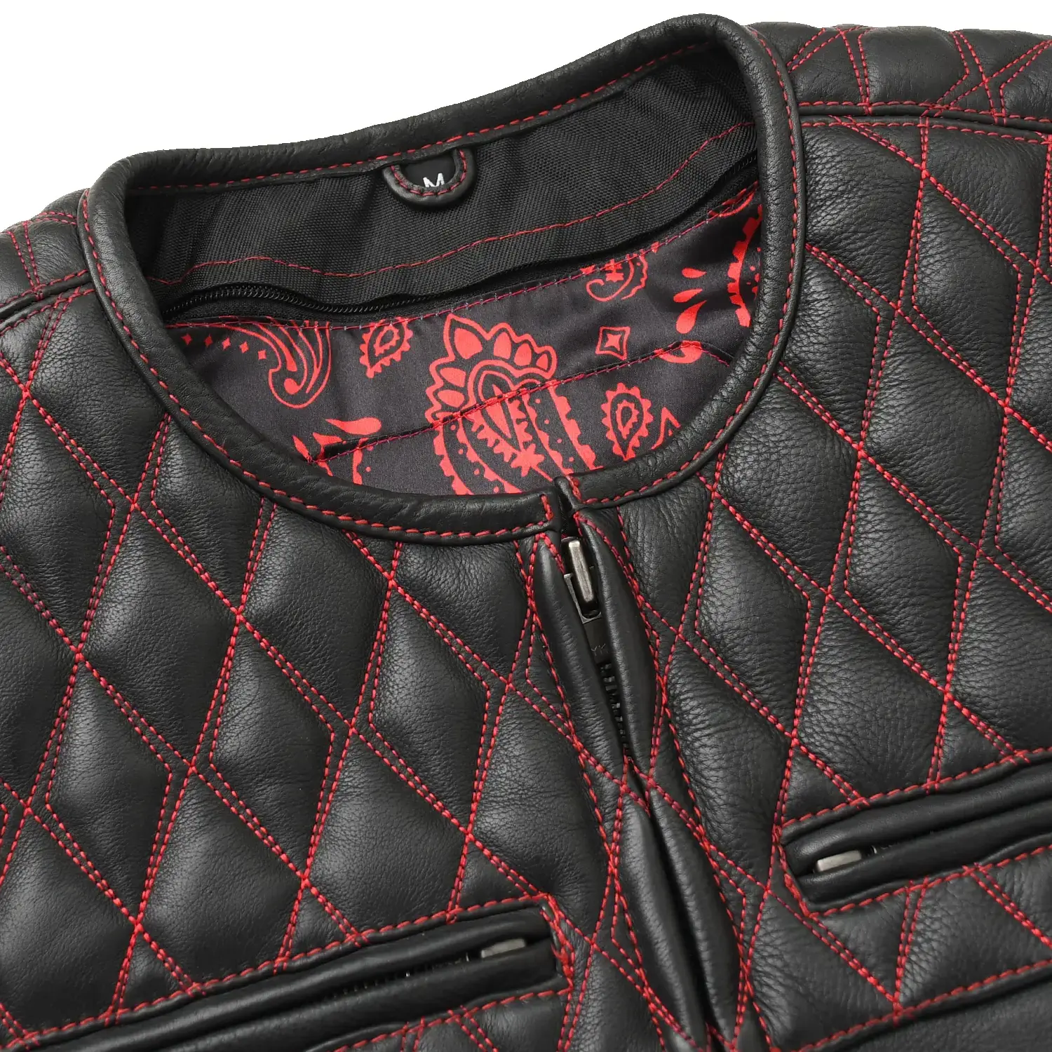 Tactical Emerald Men’s Motorcycle Leather Vest - Image 16