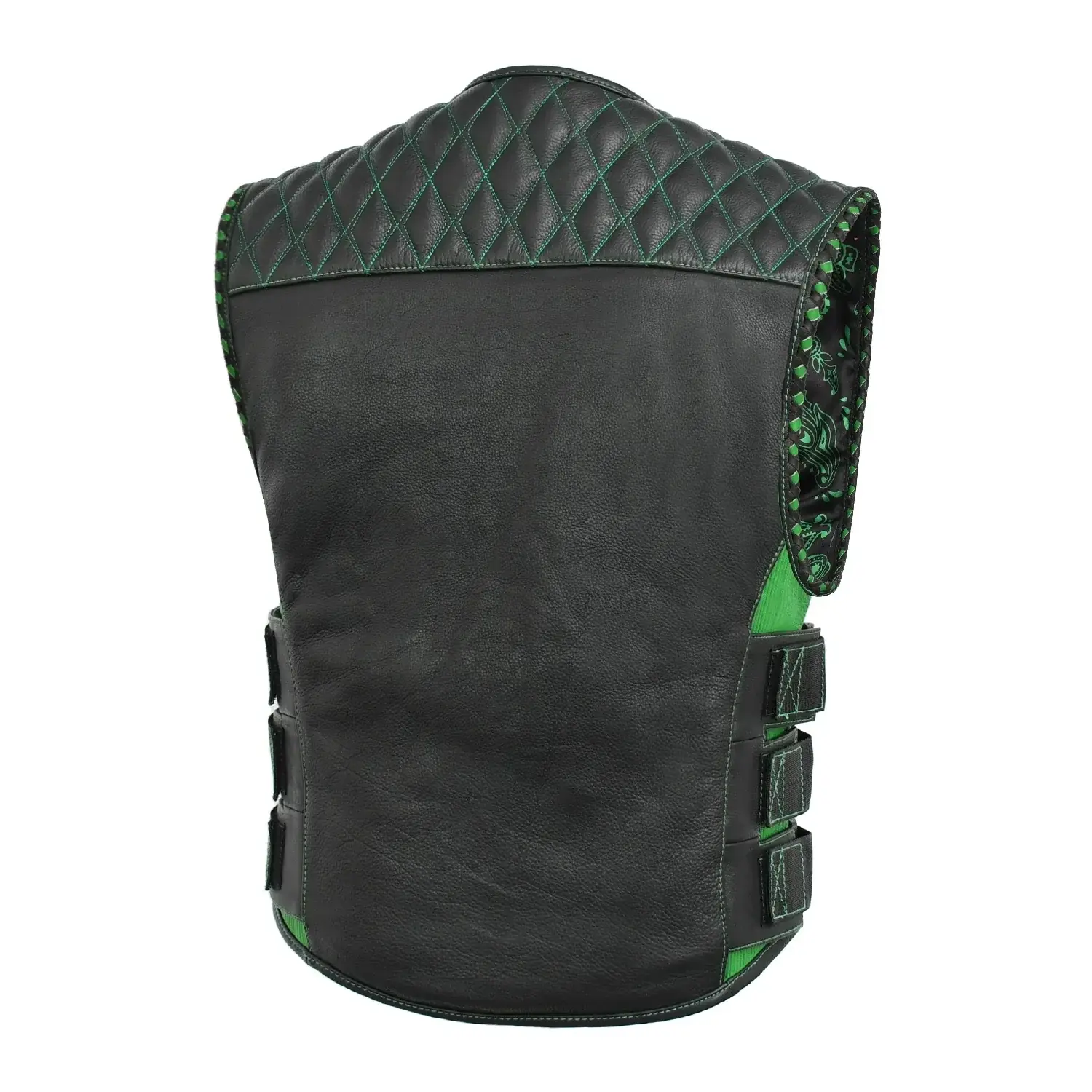 Tactical Emerald Men’s Motorcycle Leather Vest - Image 2