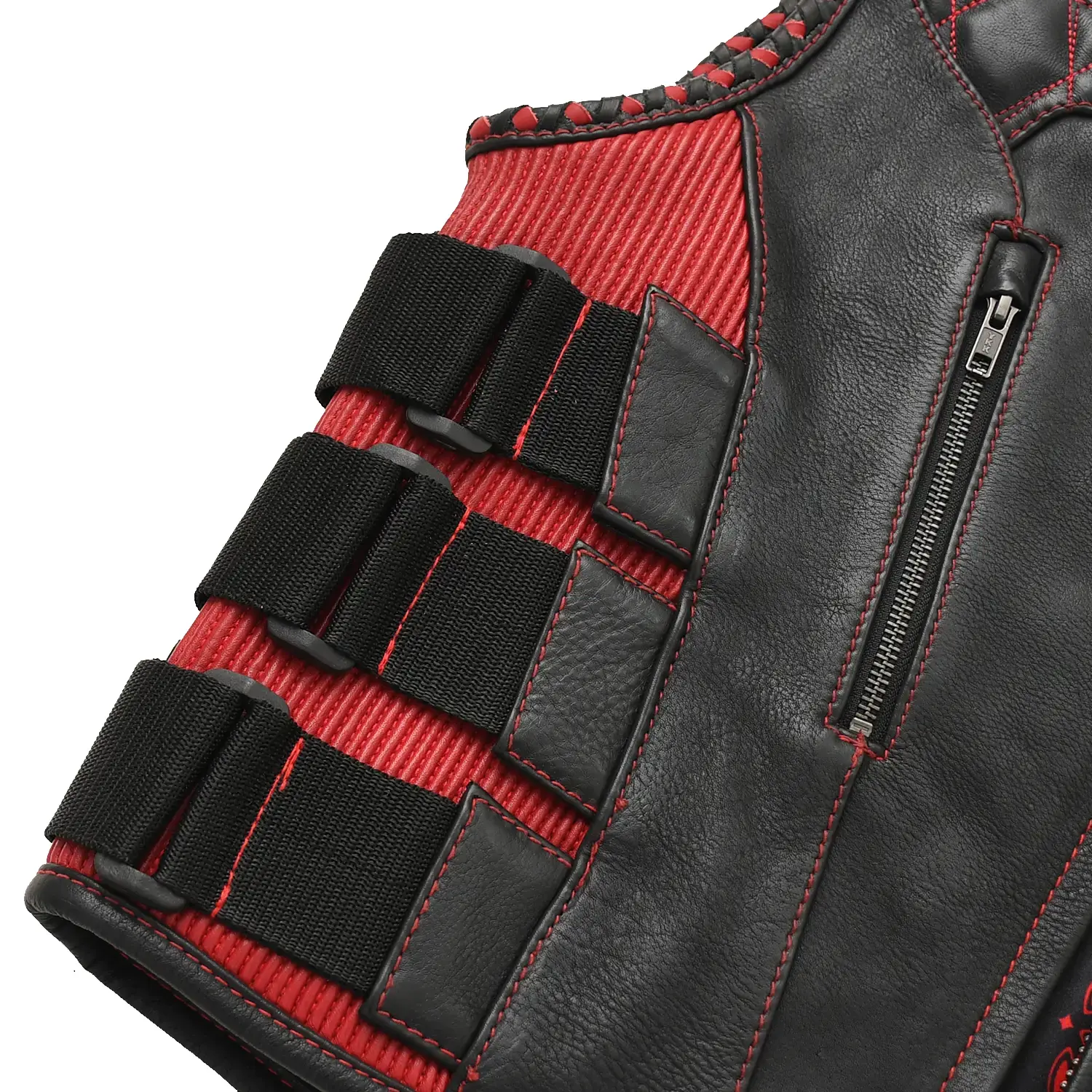 Tactical Emerald Men’s Motorcycle Leather Vest - Image 21