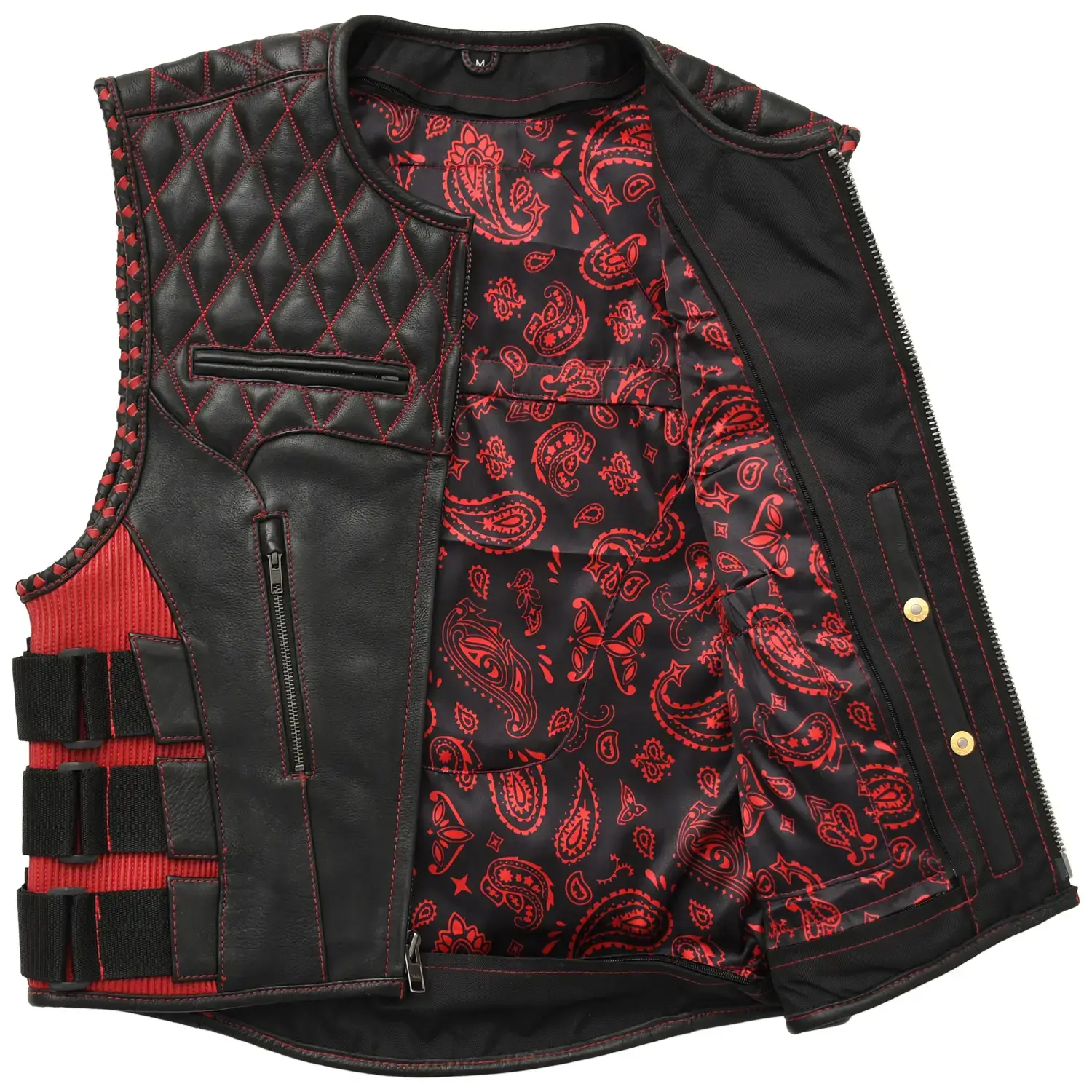 Tactical Emerald Men’s Motorcycle Leather Vest - Image 23
