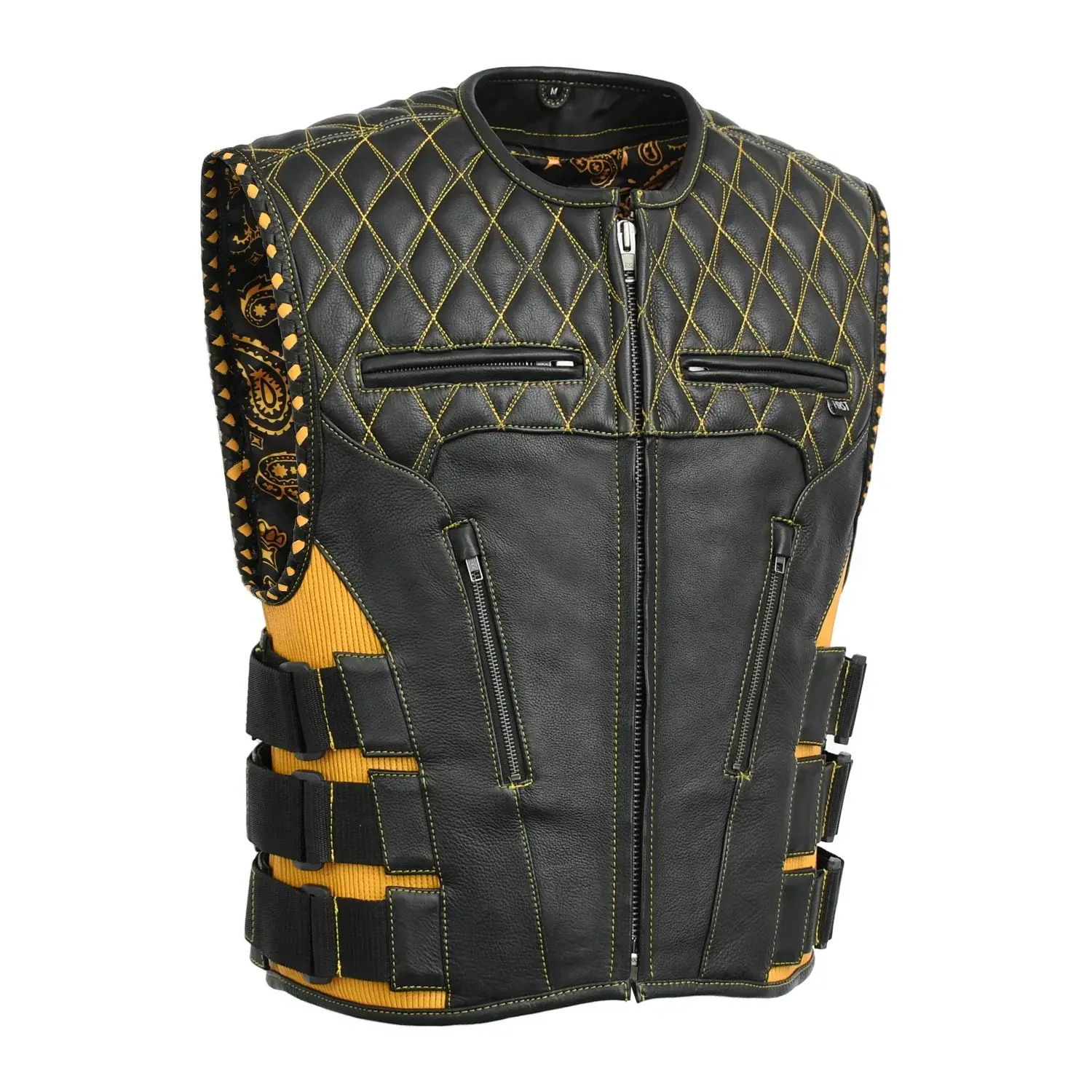 Tactical Emerald Men’s Motorcycle Leather Vest - Image 26