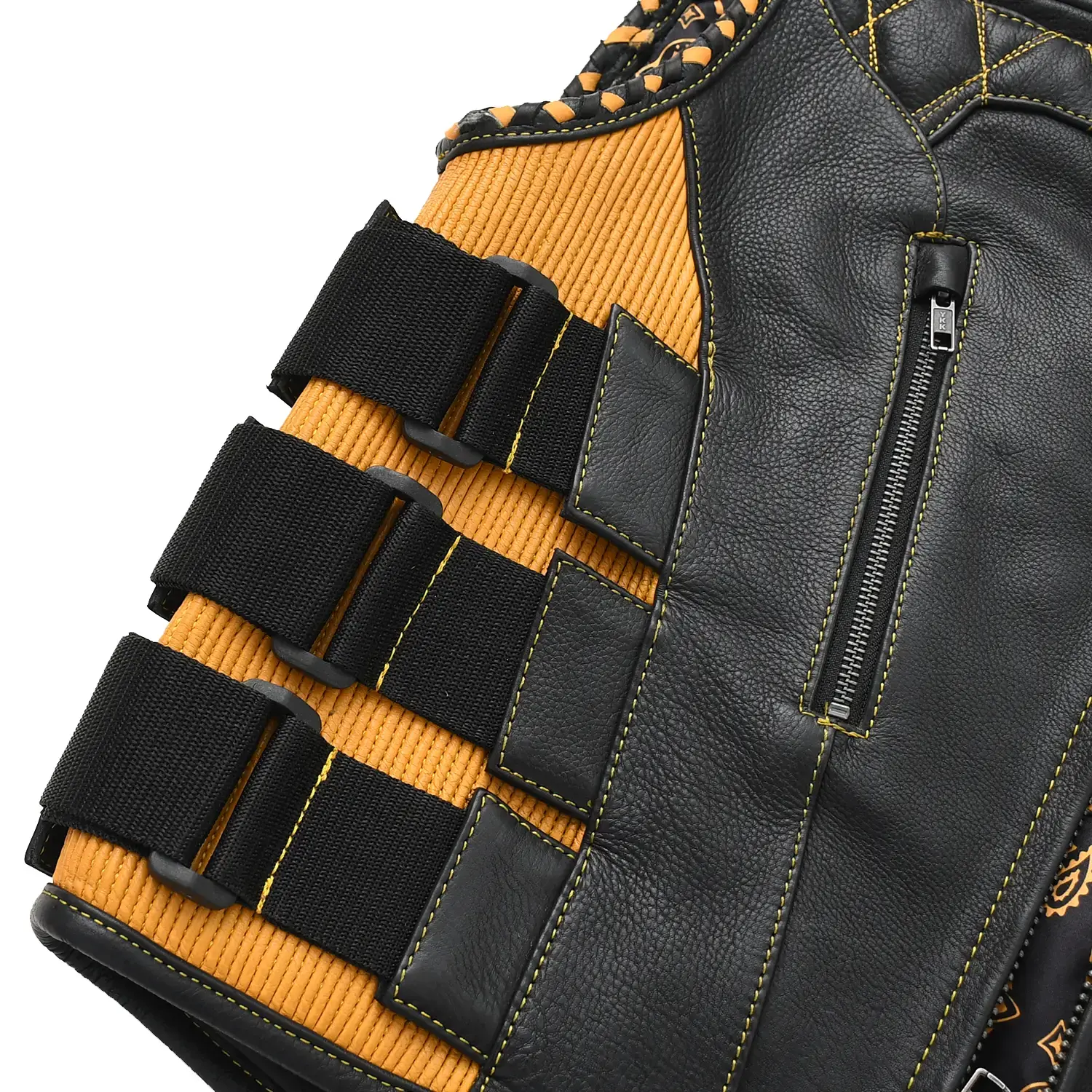 Tactical Emerald Men’s Motorcycle Leather Vest - Image 30