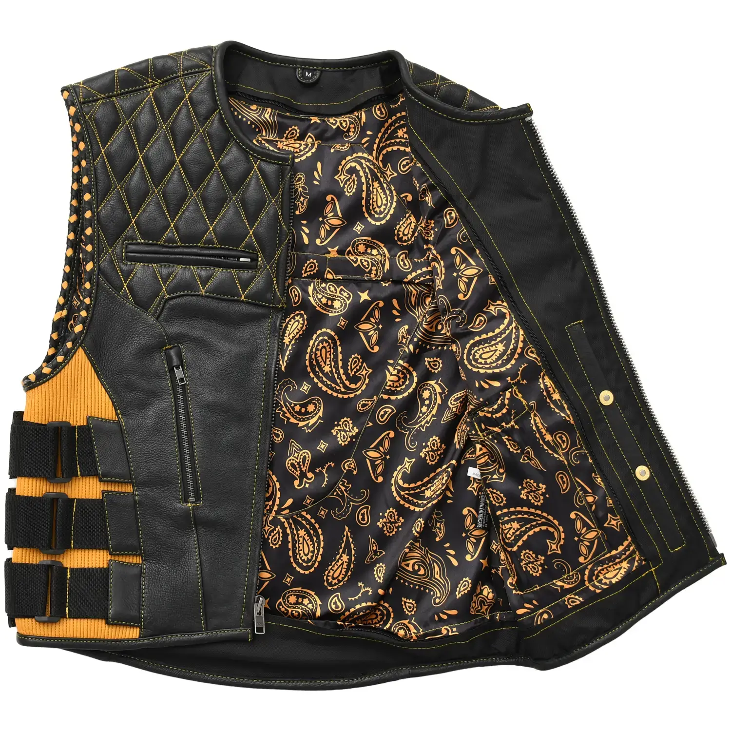 Tactical Emerald Men’s Motorcycle Leather Vest - Image 35