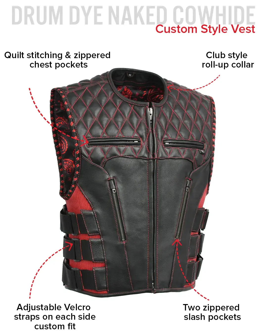 Tactical Emerald Men’s Motorcycle Leather Vest - Image 38