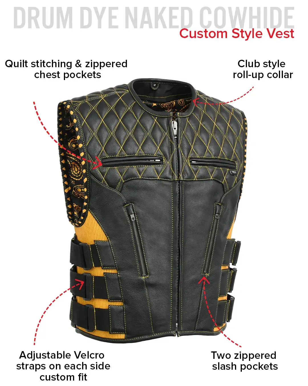 Tactical Emerald Men’s Motorcycle Leather Vest - Image 42