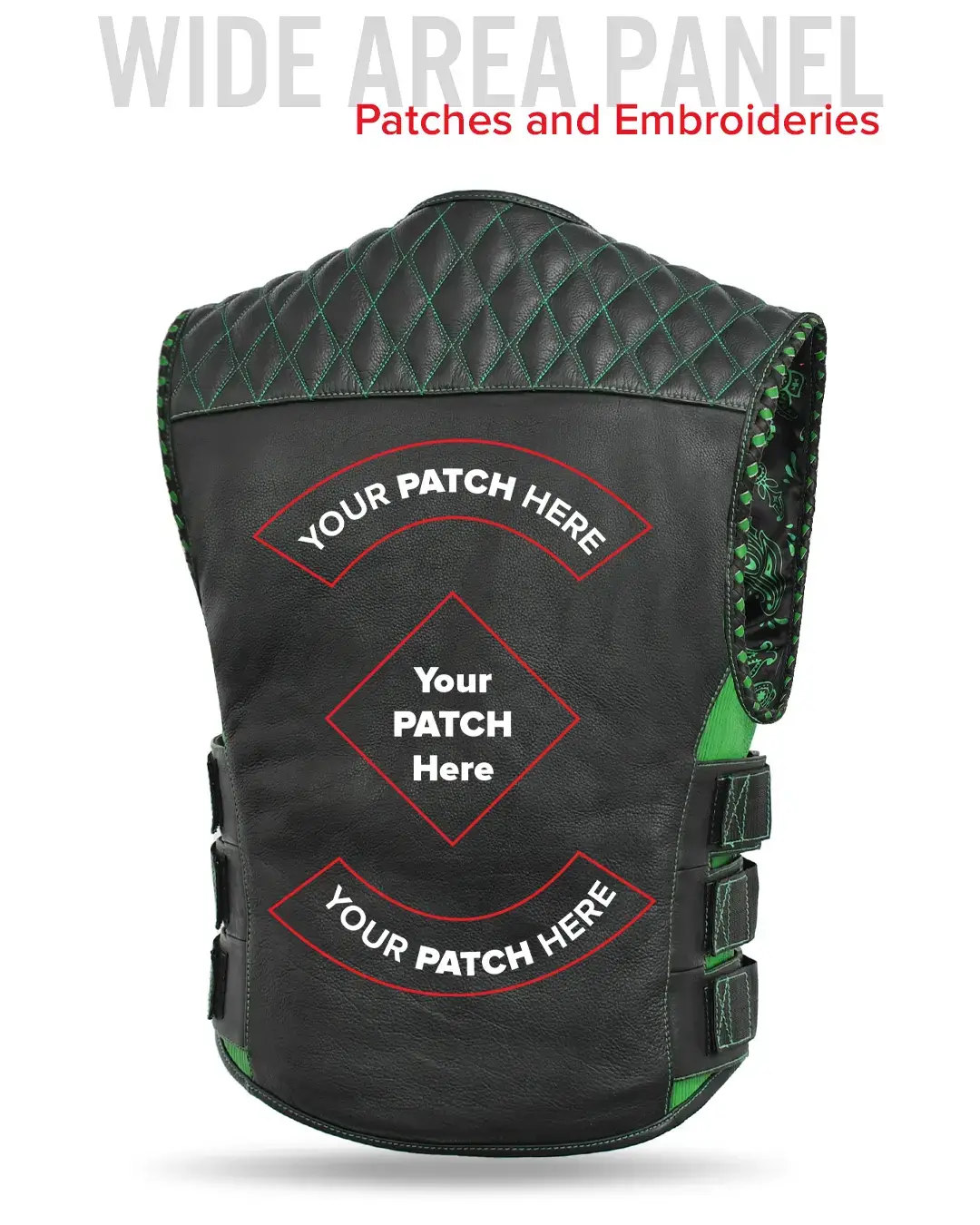 Tactical Emerald Men’s Motorcycle Leather Vest - Image 44