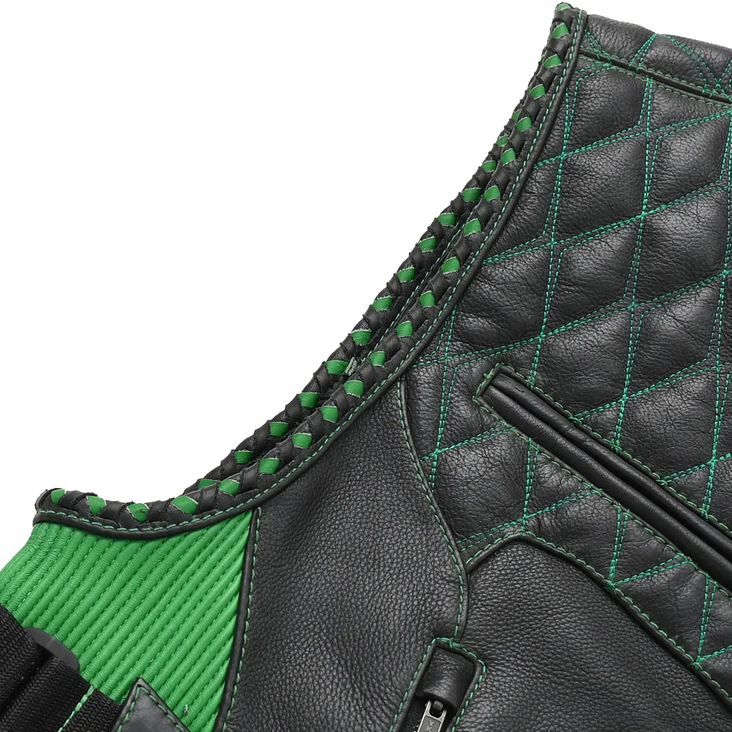 Tactical Emerald Men’s Motorcycle Leather Vest - Image 8