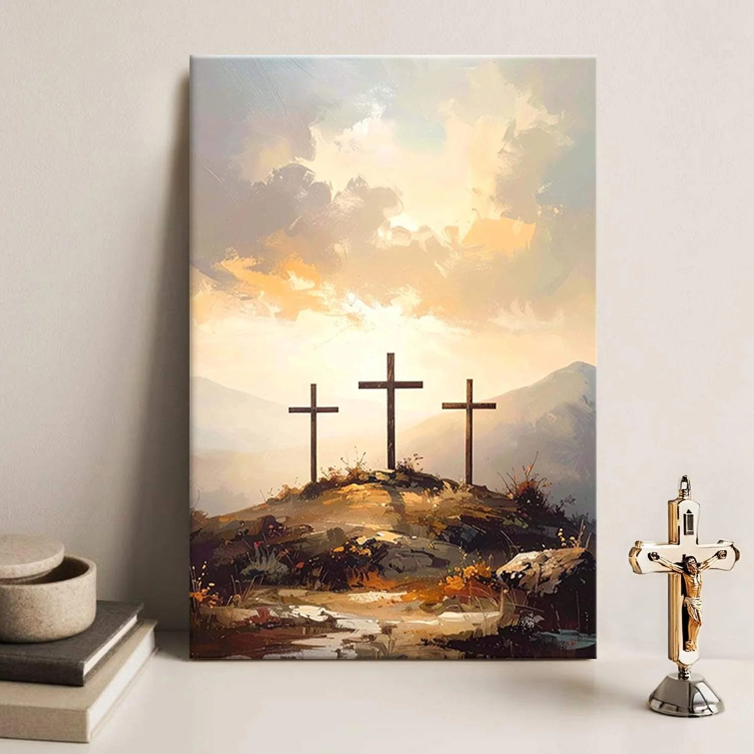 Three Crosses on Calvary Faith Wall Art