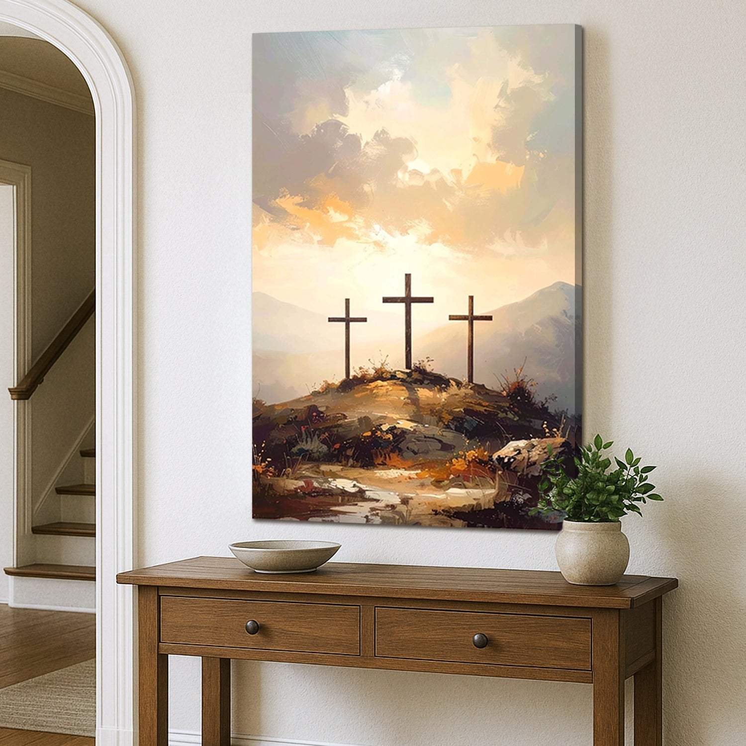 Three Crosses on Calvary Faith Wall Art - Image 2