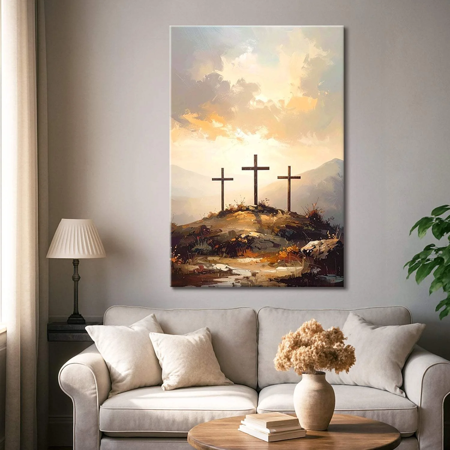 Three Crosses on Calvary Faith Wall Art - Image 4