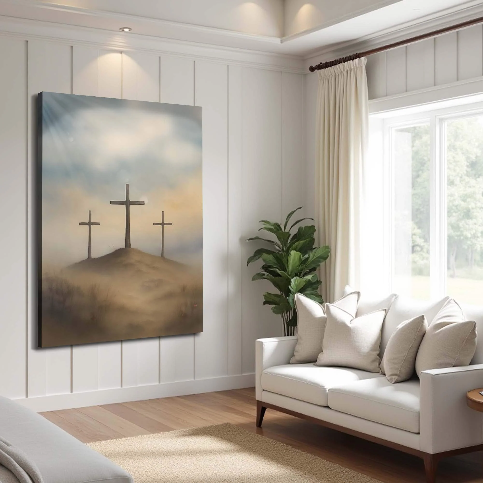 Three Crosses on Calvary Faith Wall Art II - Image 2
